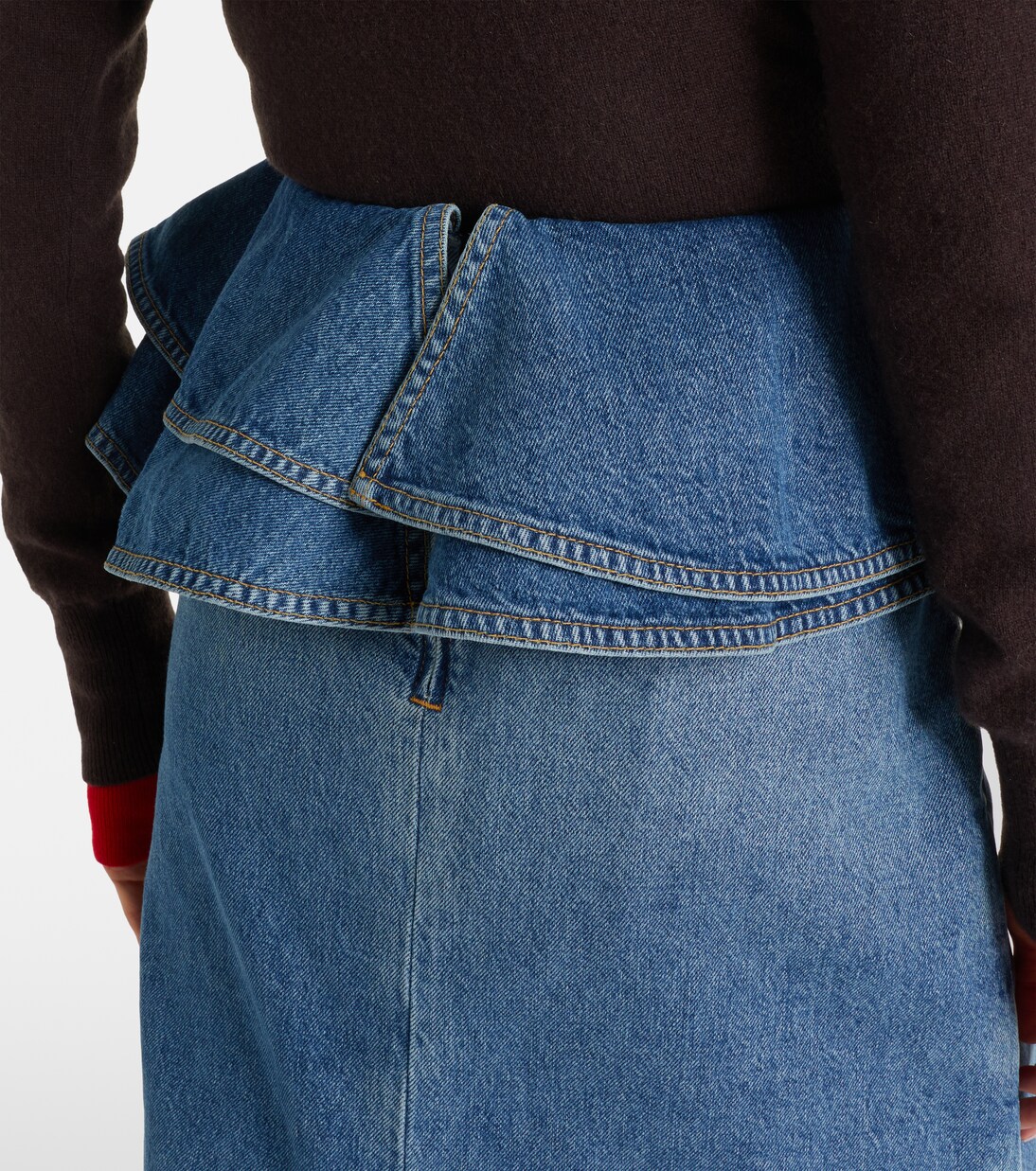 Peplum denim midi skirt | Plan C