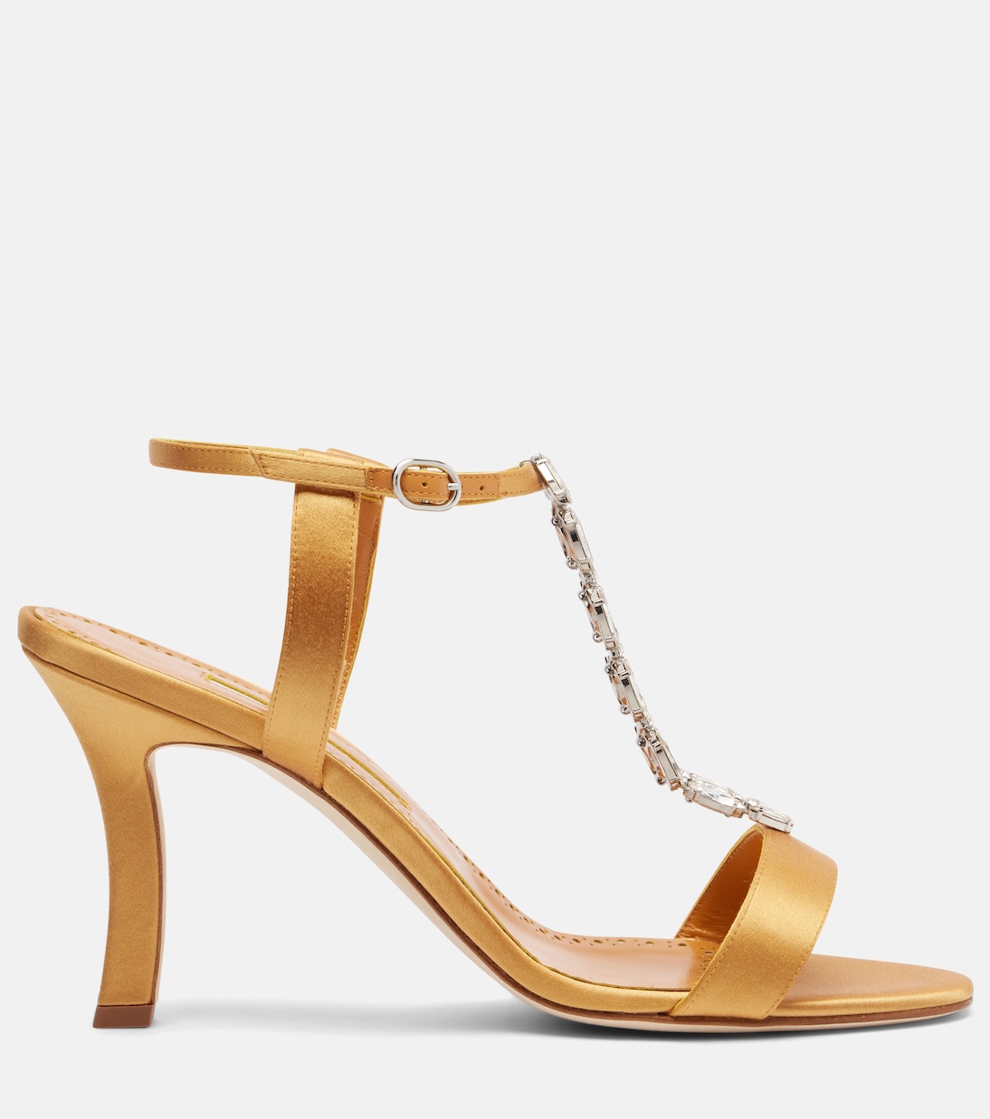 Crystal-embellished satin sandals | Manolo Blahnik