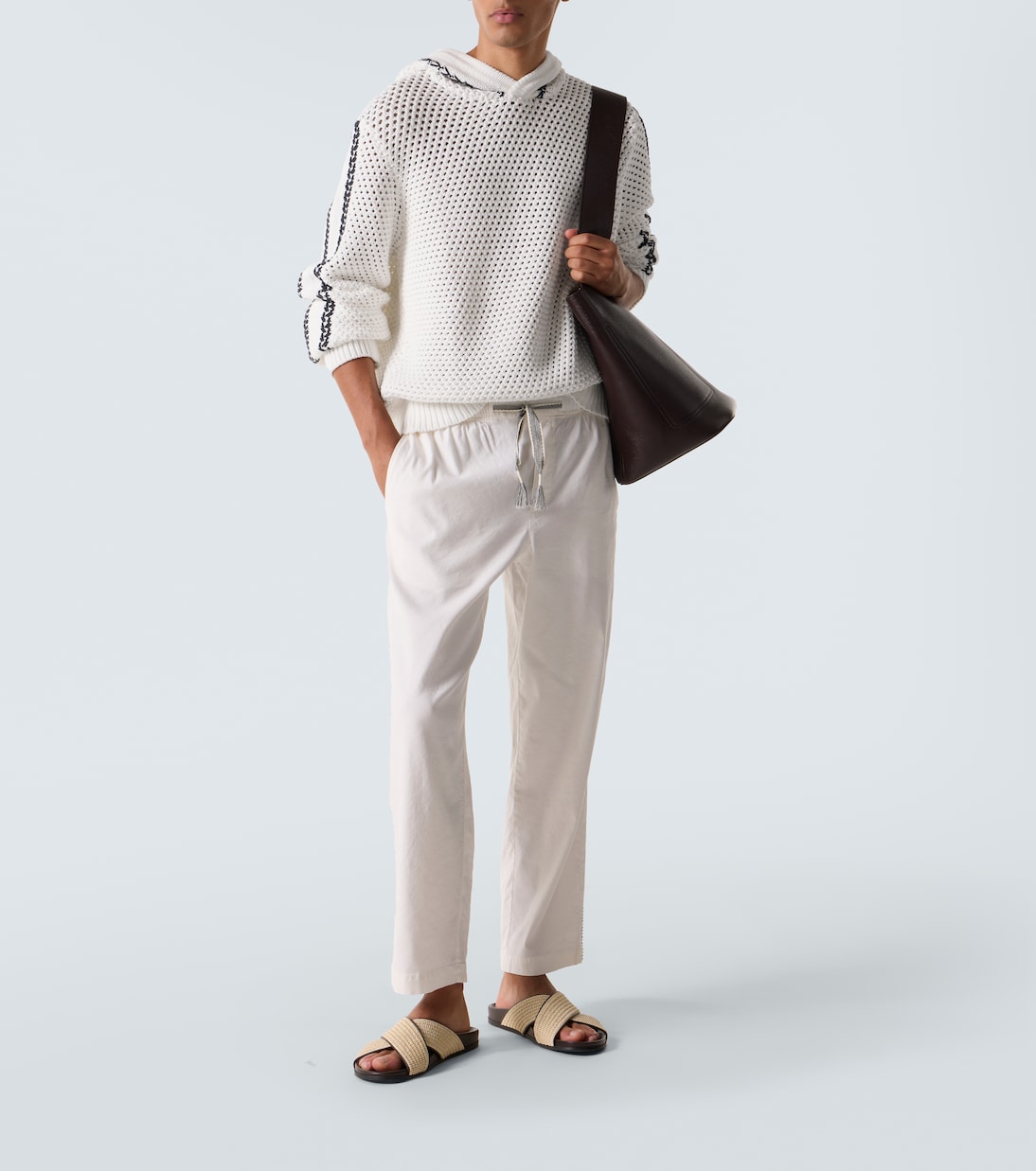 Kirk striped crochet cotton-blend hoodie | Orlebar Brown