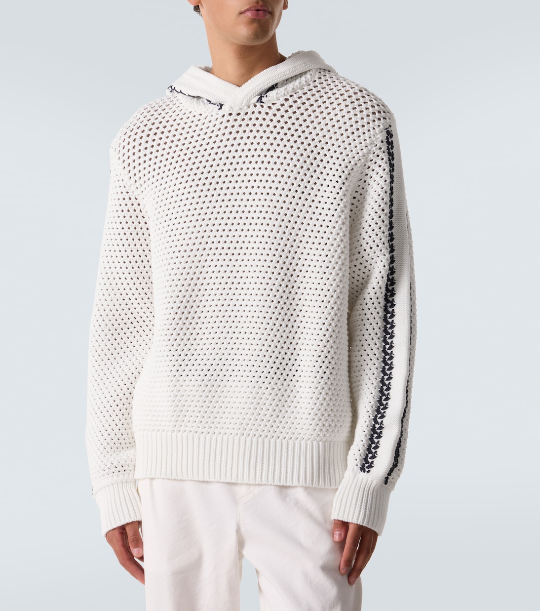 Kirk striped crochet cotton-blend hoodie | Orlebar Brown