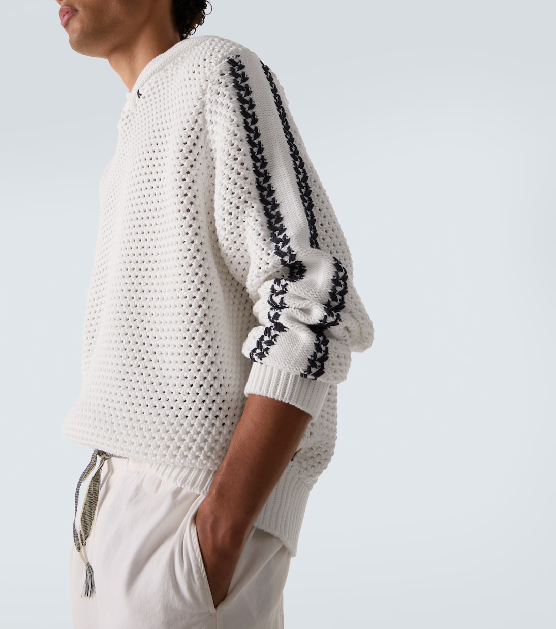 Kirk striped crochet cotton-blend hoodie | Orlebar Brown