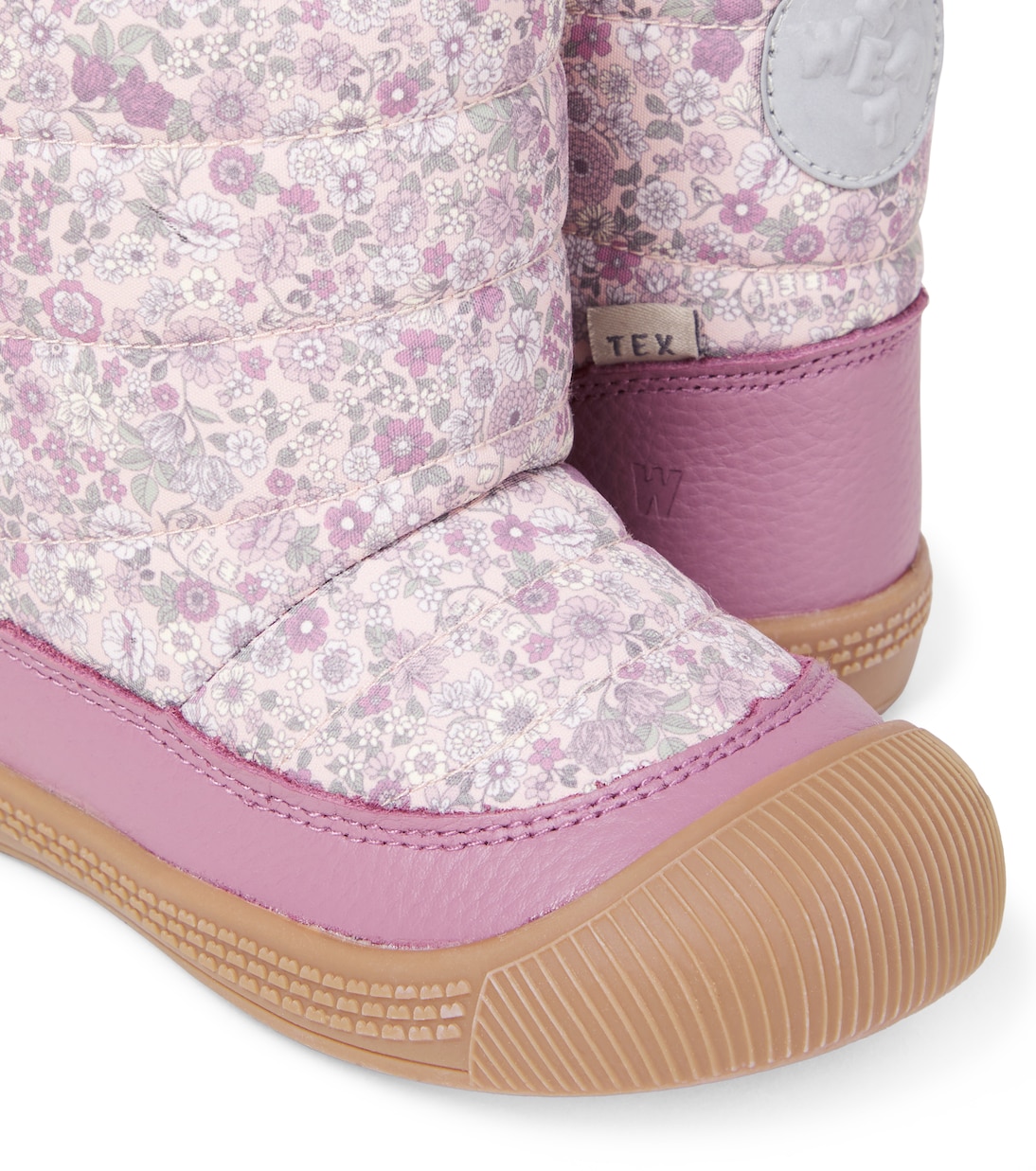 Delaney Tex floral leather-trimmed boots | Wheat