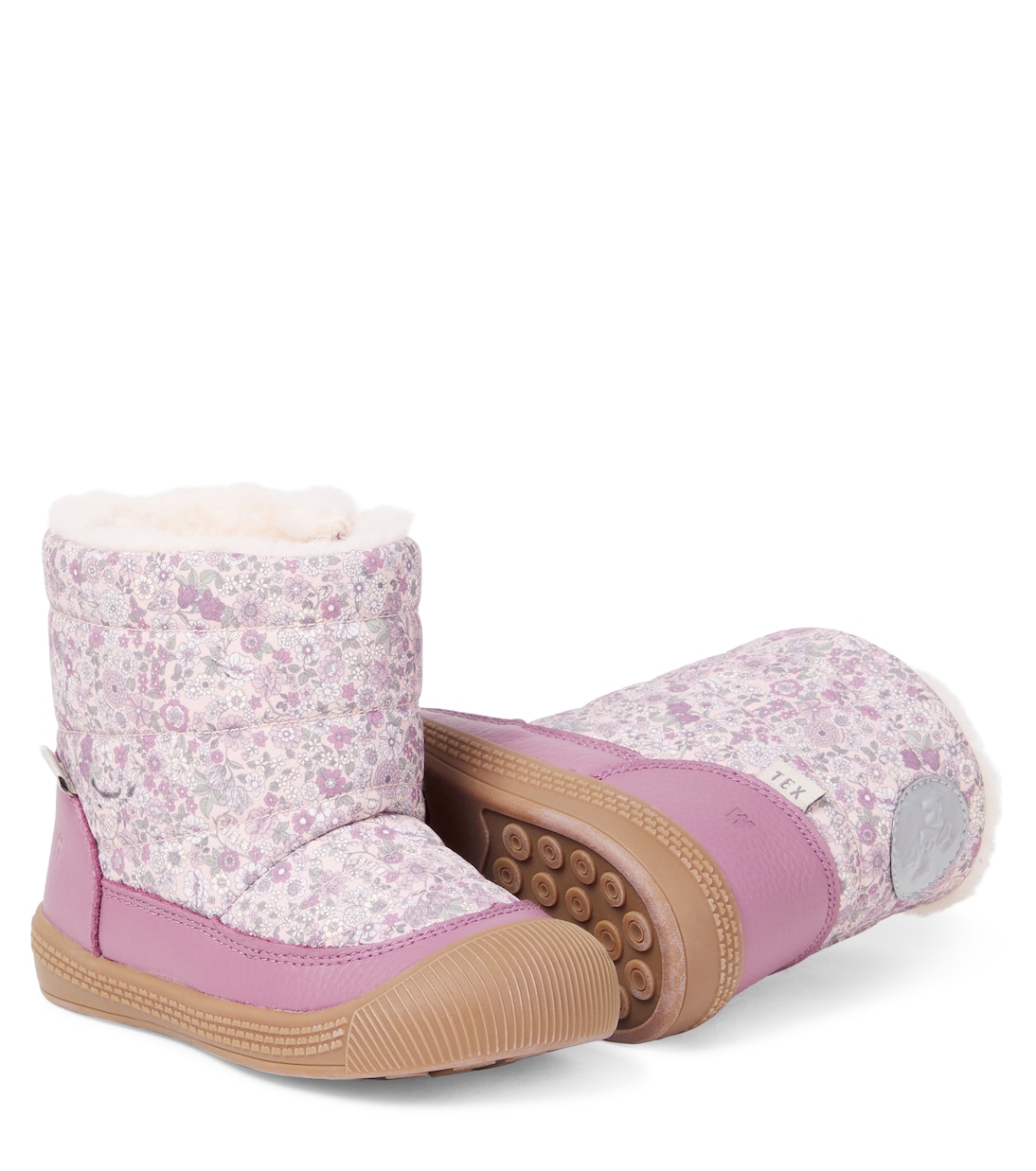 Delaney Tex floral leather-trimmed boots | Wheat