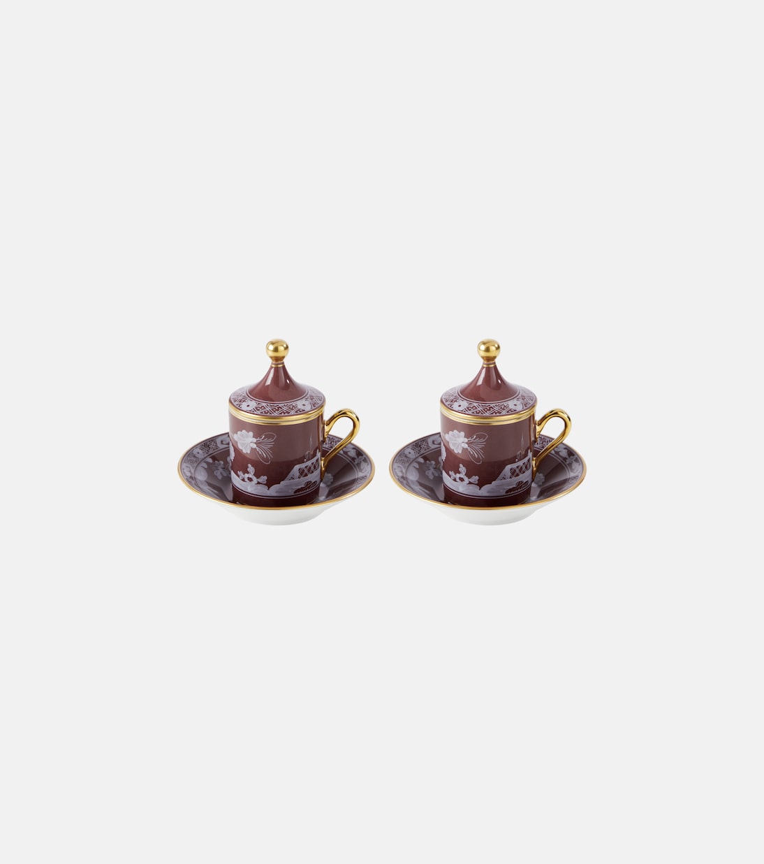 Set Oriente Italiano aus zwei Kaffeetassen und Untertassen | Ginori 1735