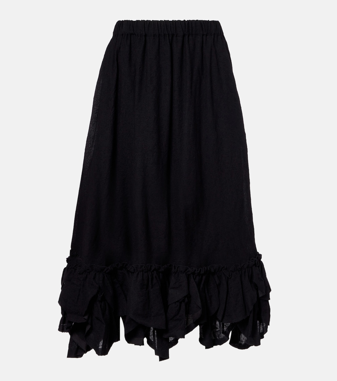 Jupe midi en laine mélangée  | Noir Kei Ninomiya