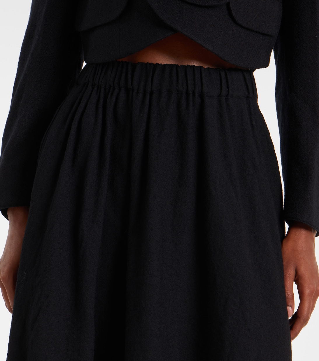 Jupe midi en laine mélangée  | Noir Kei Ninomiya