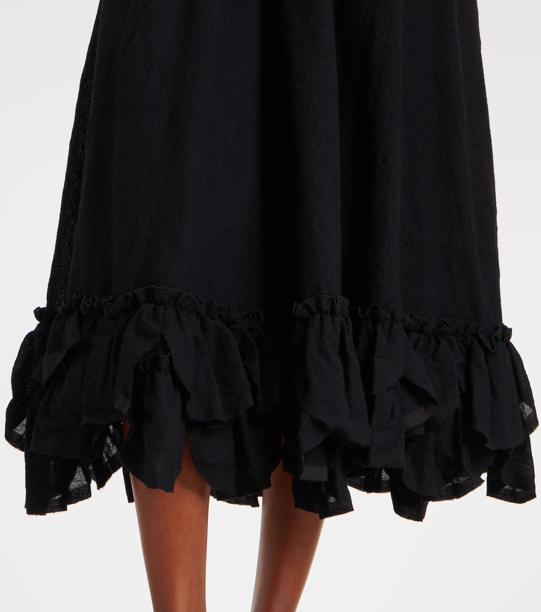 Jupe midi en laine mélangée  | Noir Kei Ninomiya