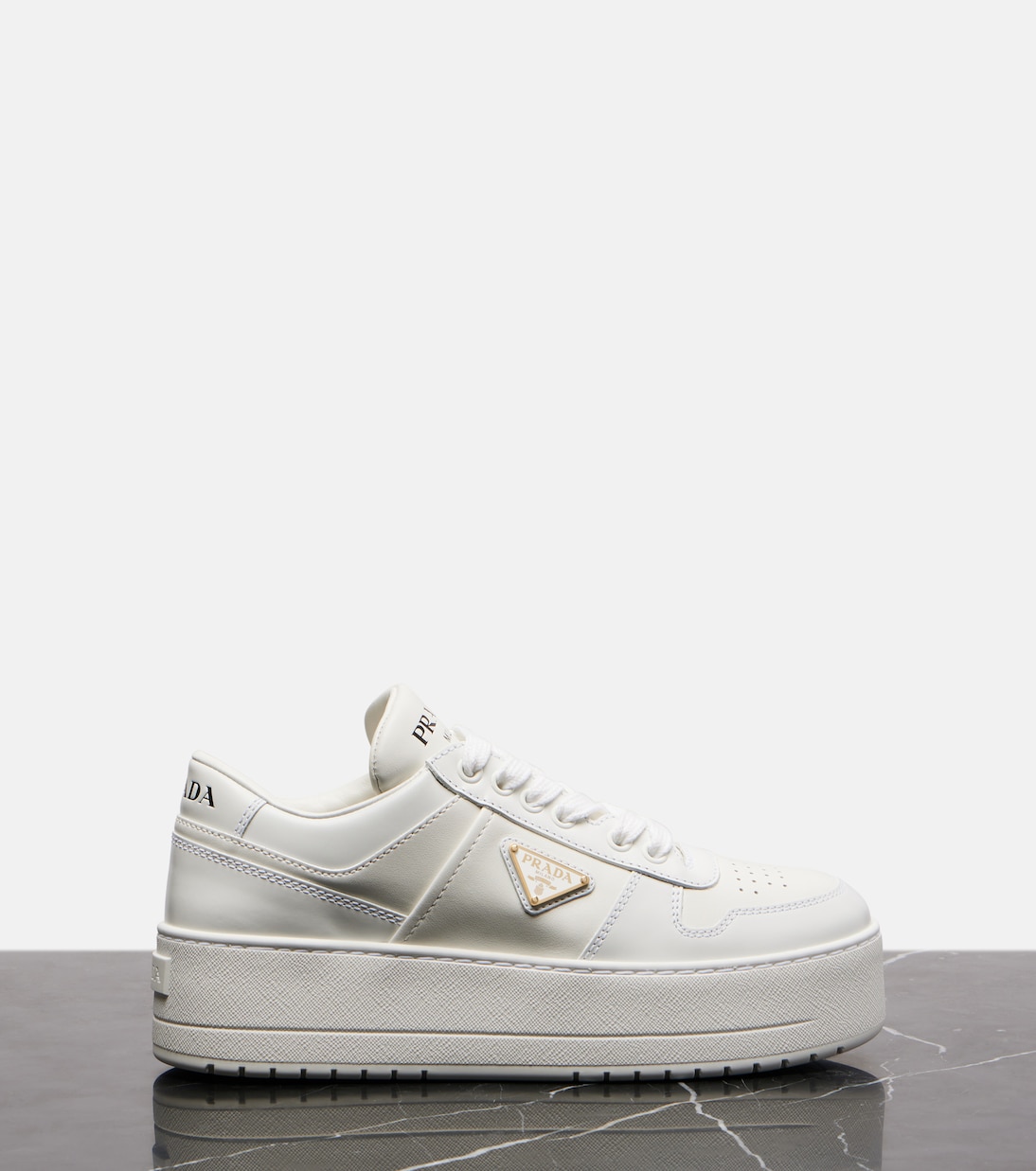 Downtown Bold leather platform sneakers | Prada