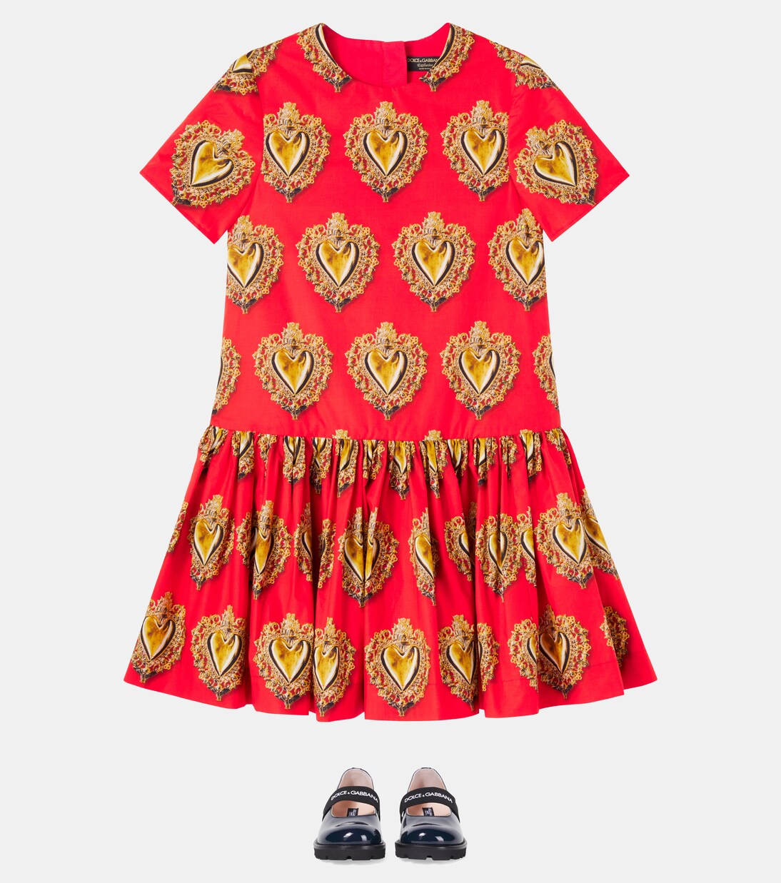 Printed cotton poplin dress | Dolce&Gabbana Kids