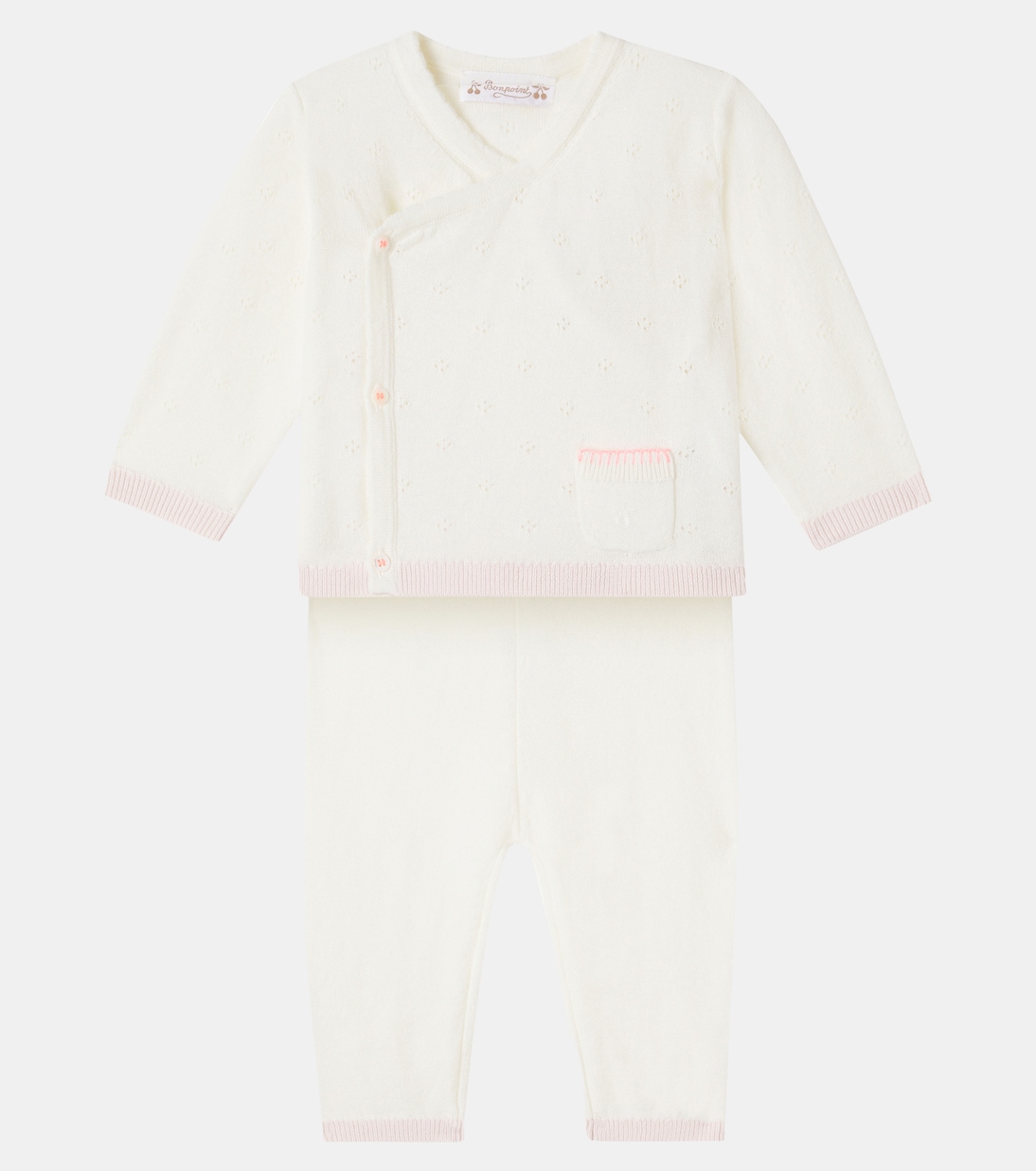 Baby wool and cotton cardigan and pants set | Bonpoint