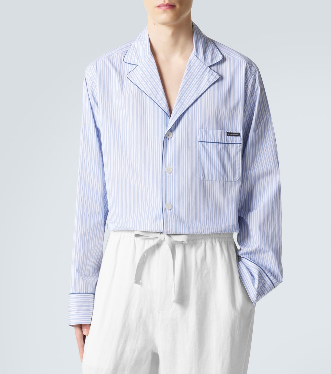 Striped cotton and silk poplin pajama shirt | Dolce&Gabbana