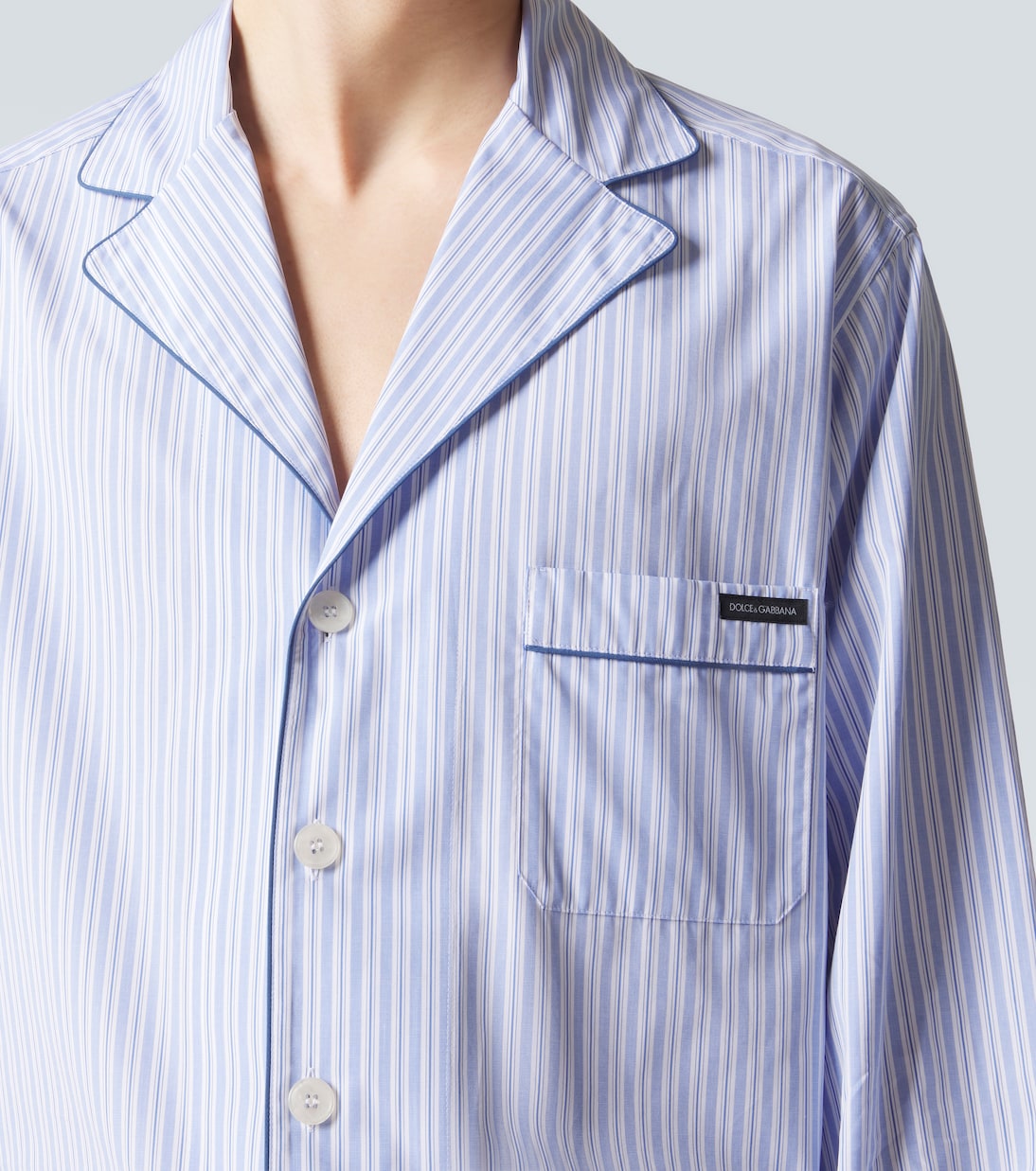 Striped cotton and silk poplin pajama shirt | Dolce&Gabbana