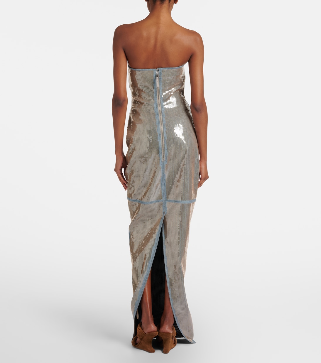 Abito lungo di jeans Prong con paillettes | Rick Owens