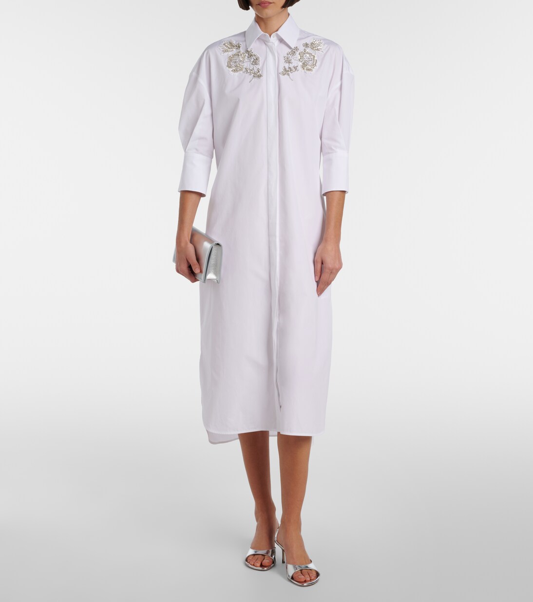 فستان قميص من القطن البوبلين بتطريز | Erdem