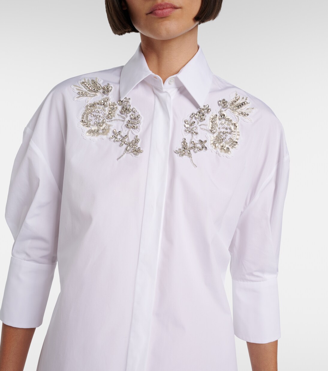 فستان قميص من القطن البوبلين بتطريز | Erdem