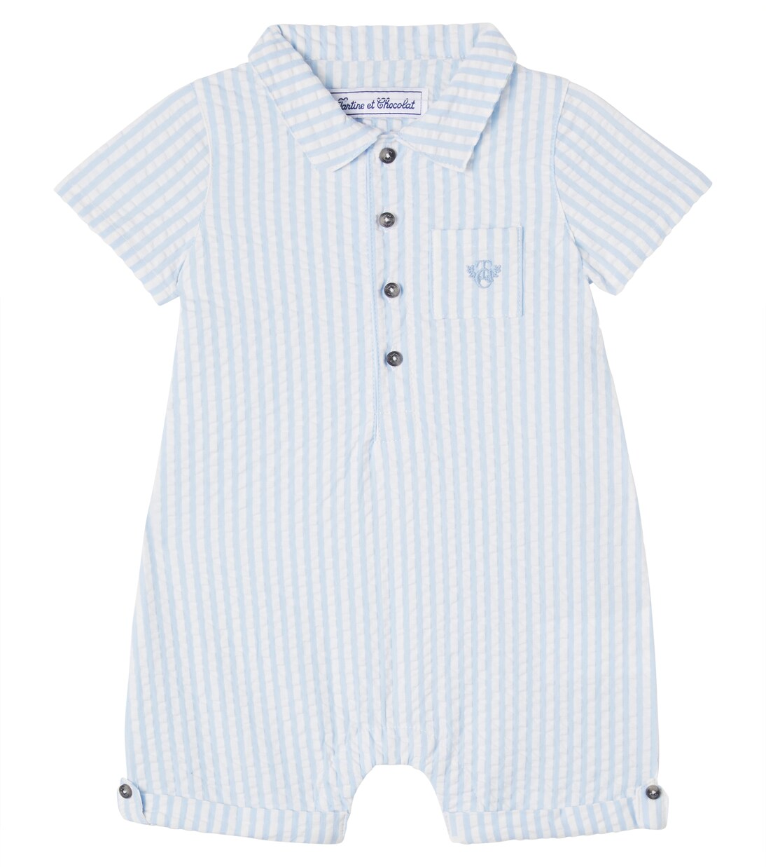 Baby cotton seersucker playsuit | Tartine et Chocolat