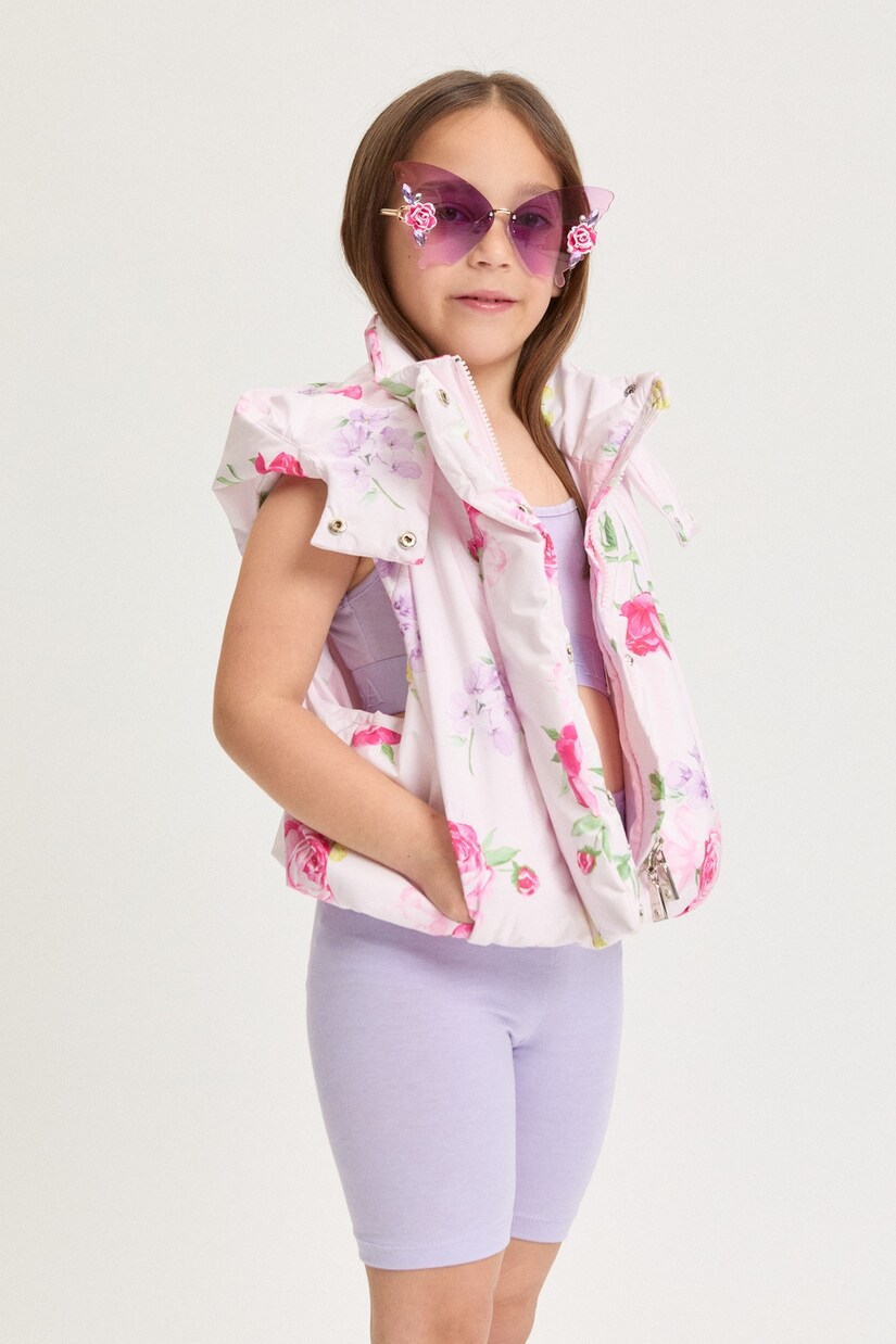 Veste doudoune sans manches à fleurs | Monnalisa