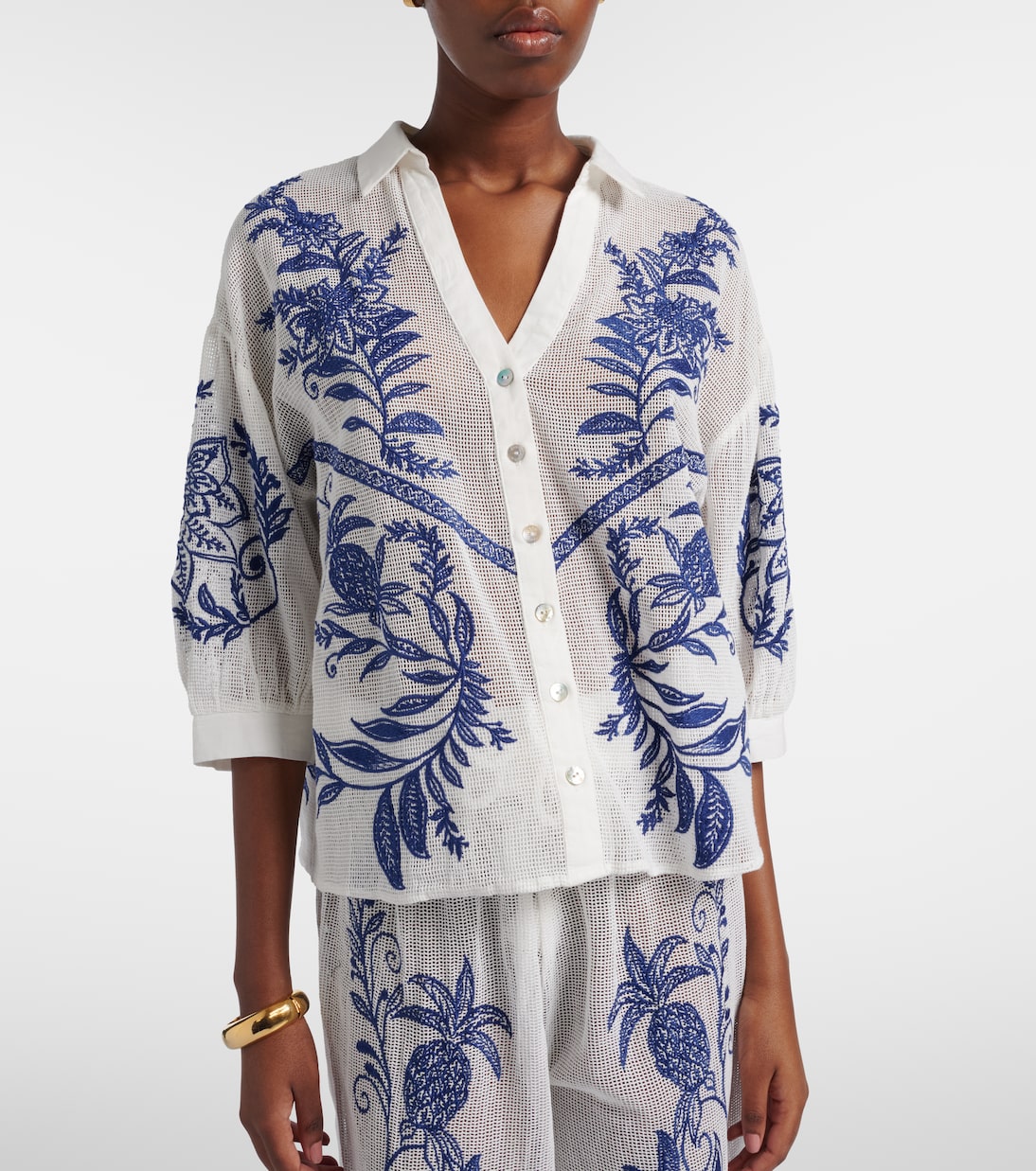 Nina embroidered cotton shirt | Farm Rio