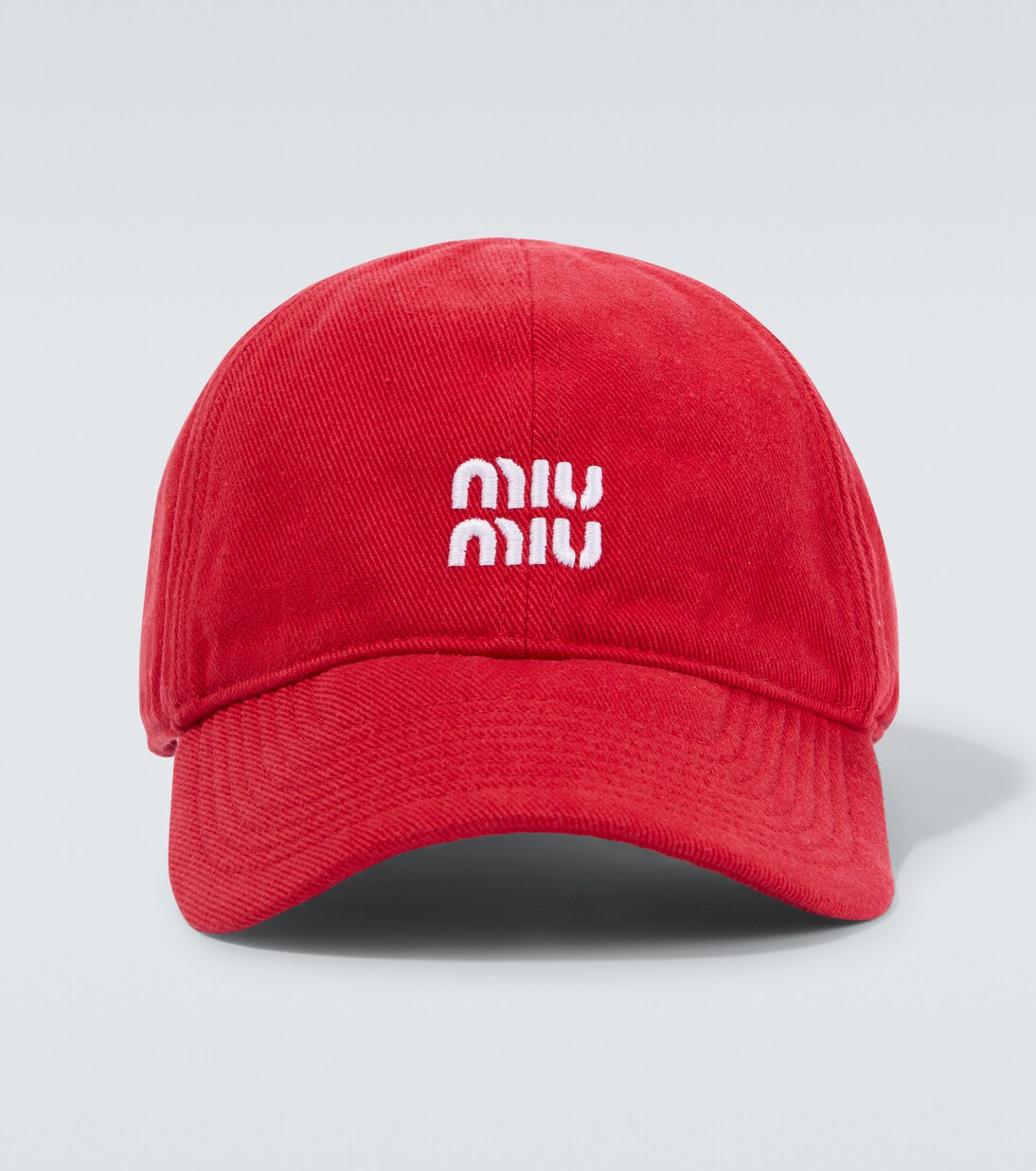 Cappello da baseball in denim con logo | Miu Miu