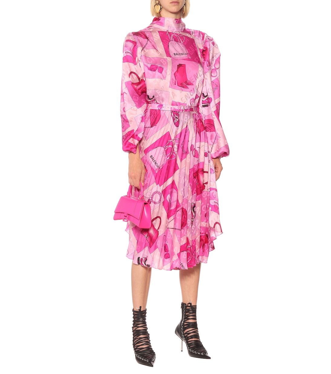Twisted printed crêpe midi dress | Balenciaga