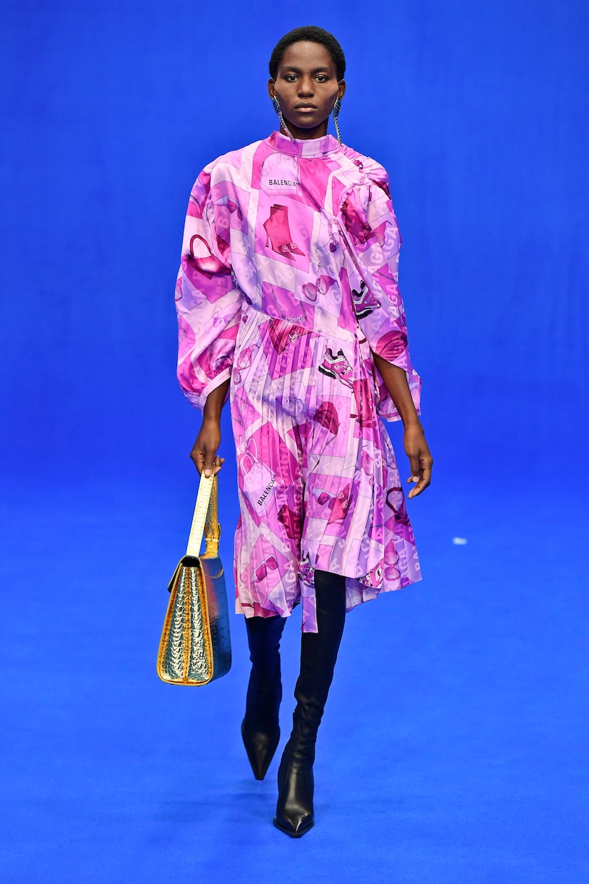 Twisted printed crêpe midi dress | Balenciaga