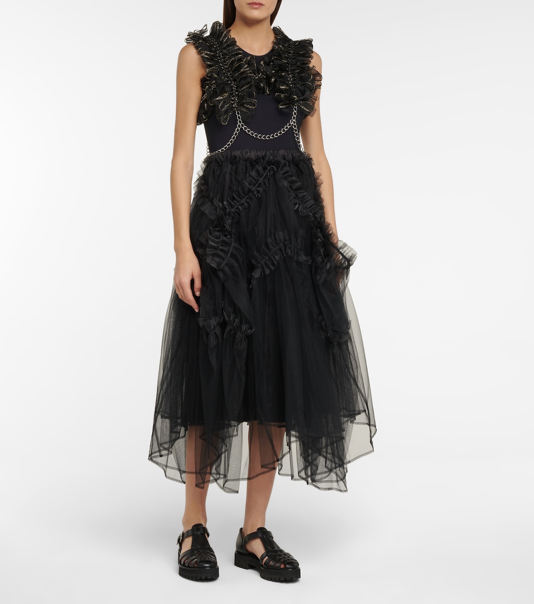 Tulle and chainlink harness | Noir Kei Ninomiya
