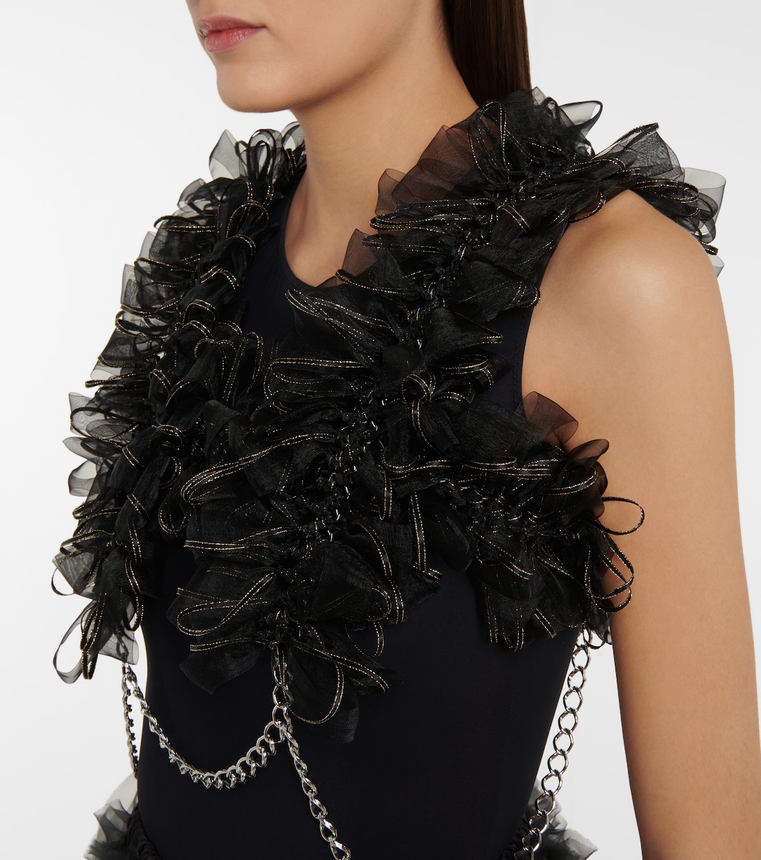 Tulle and chainlink harness | Noir Kei Ninomiya