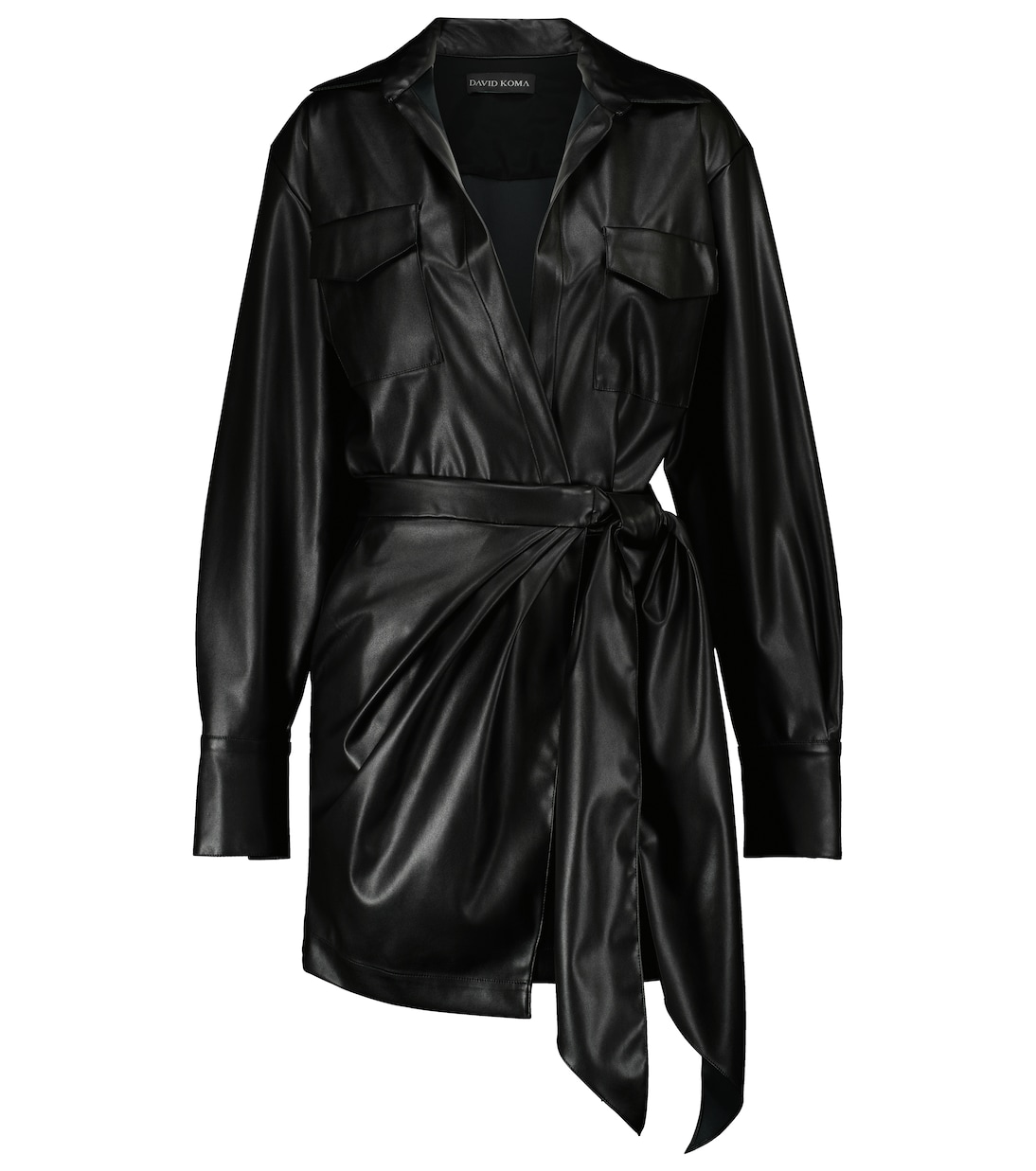 Robe chemise en cuir synthétique | David Koma