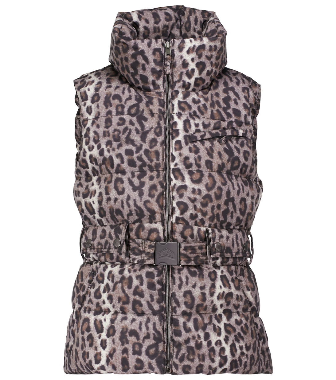 Leopard-print belted ski vest | Jet Set