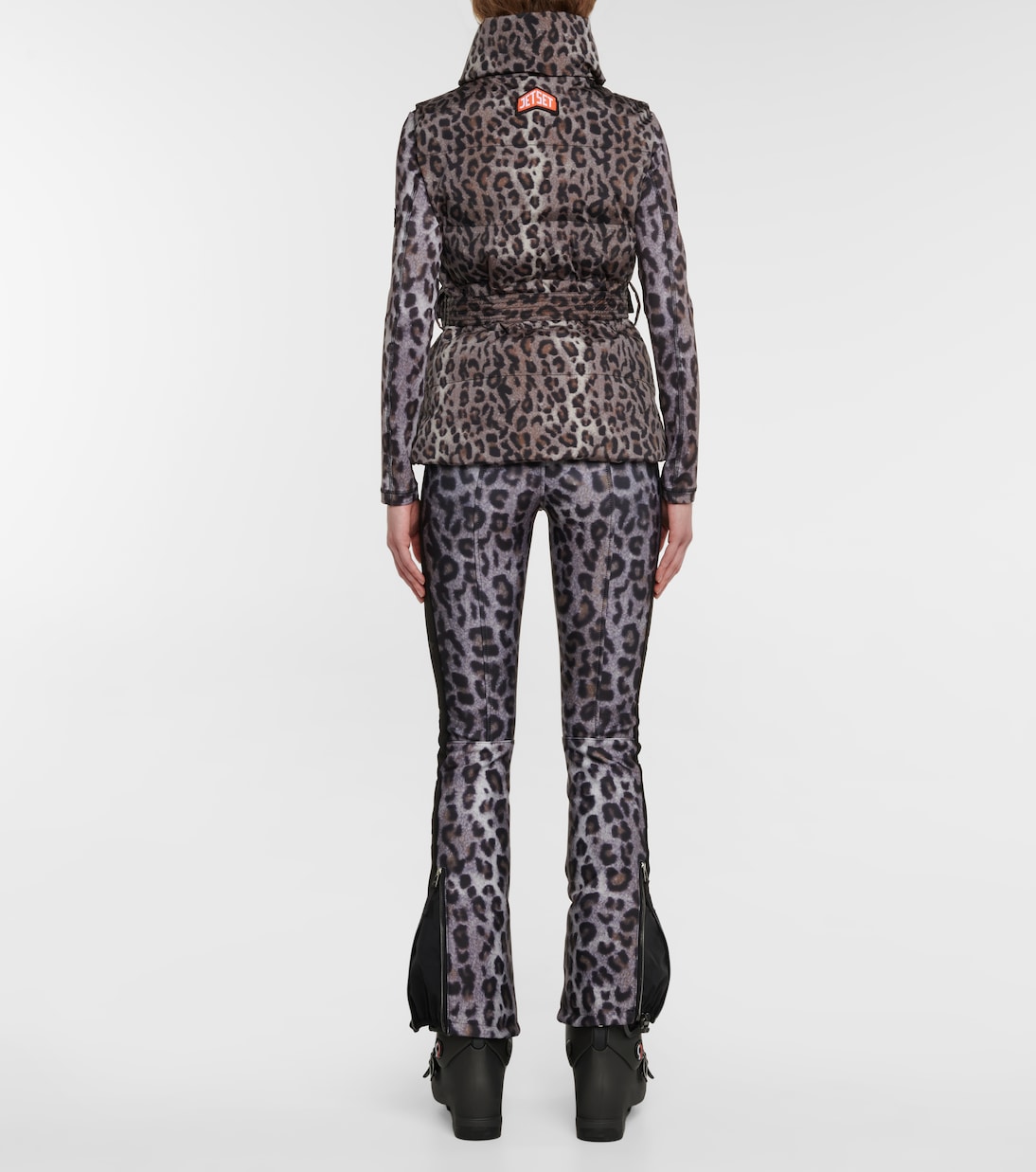 Leopard-print belted ski vest | Jet Set