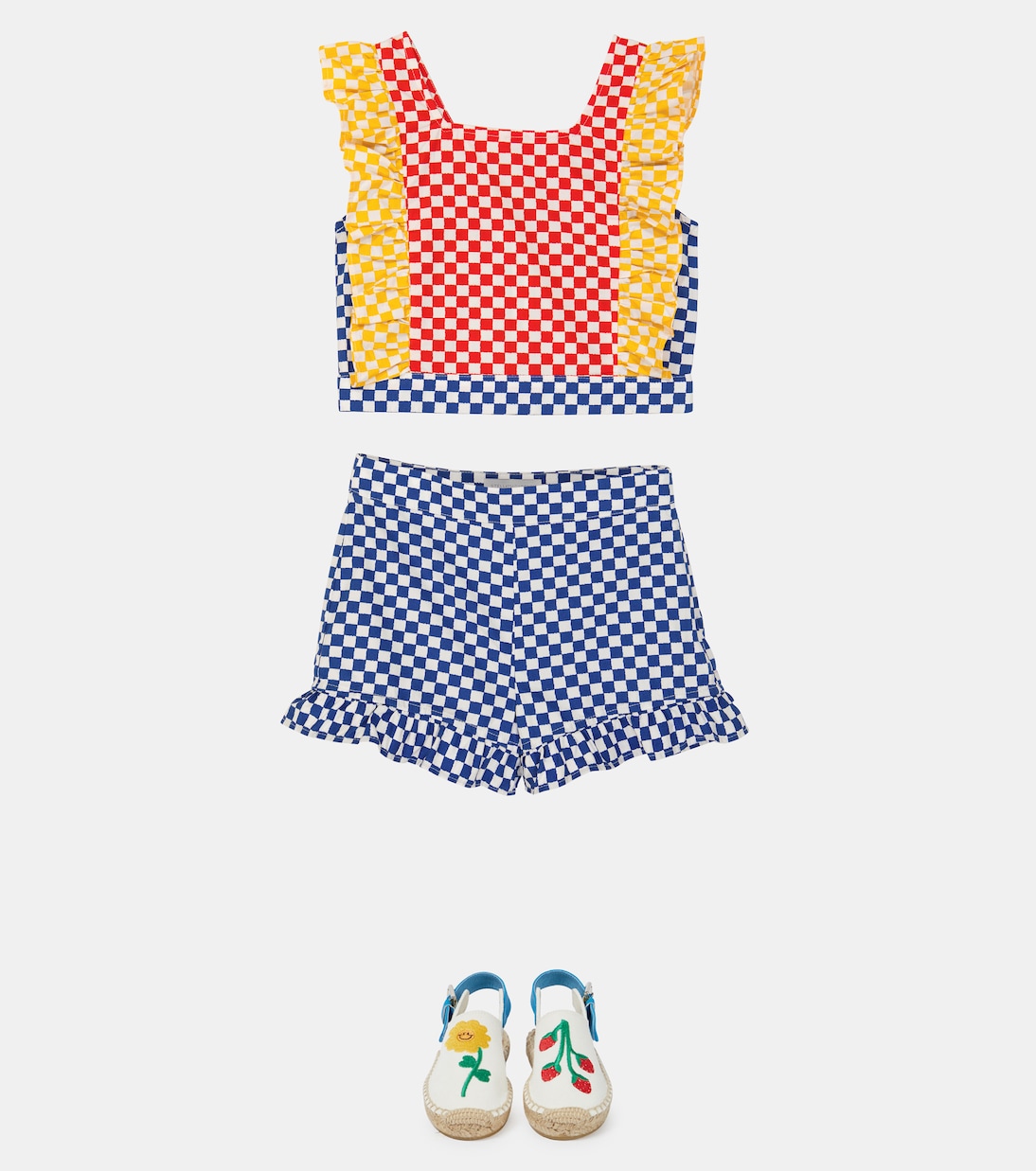 Ruffle-trimmed checked cotton top | Stella McCartney Kids