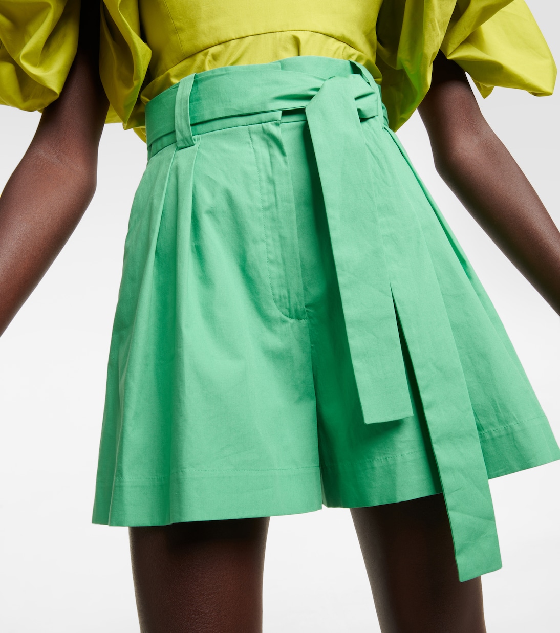 Shorts in popeline di cotone a vita alta | Oscar de la Renta
