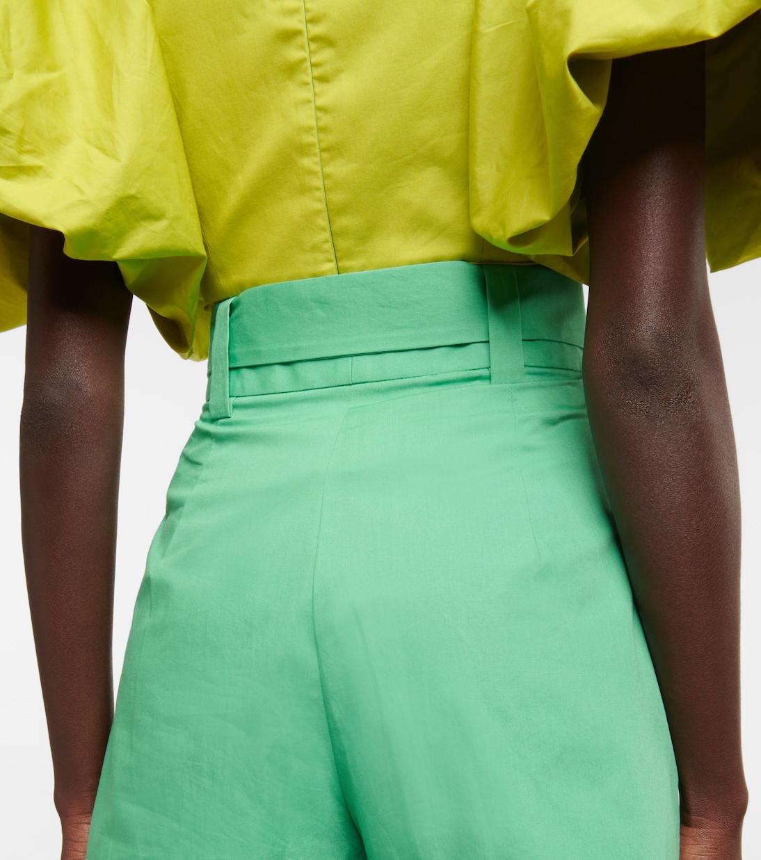 Shorts in popeline di cotone a vita alta | Oscar de la Renta