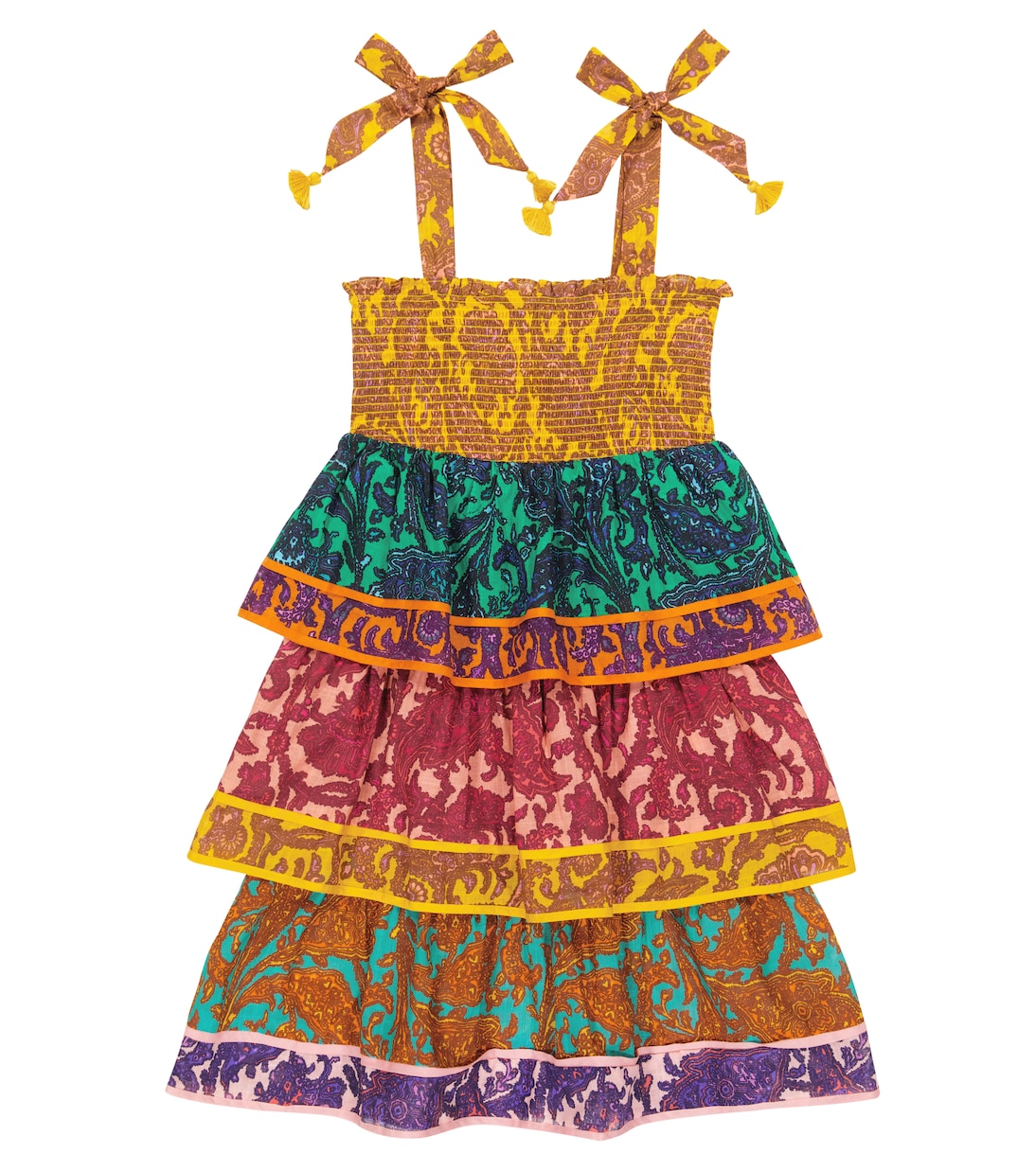 Abito Tiggy in cotone paisley a balze | Zimmermann Kids
