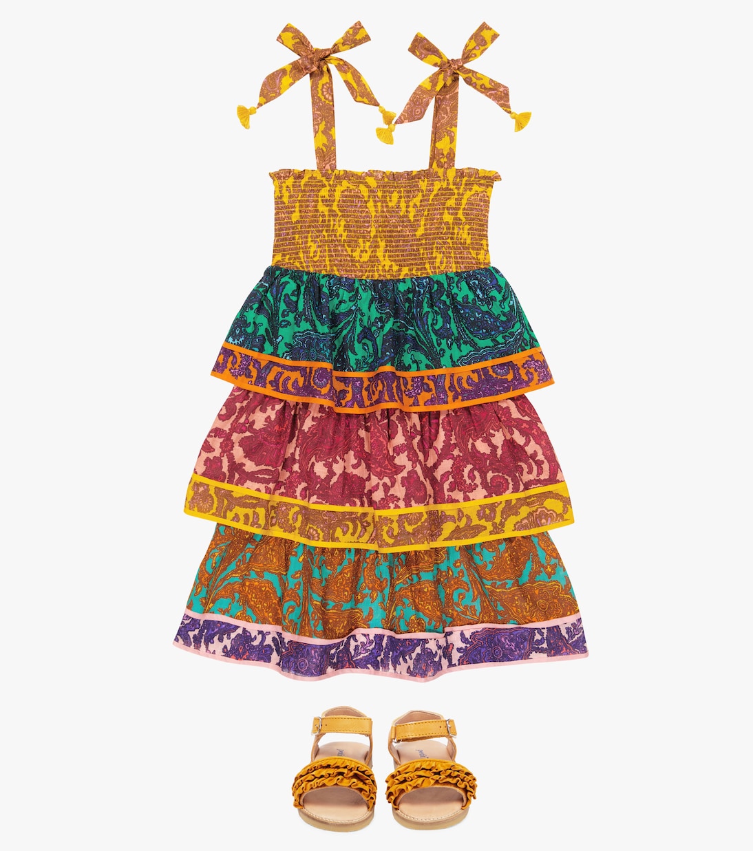 Abito Tiggy in cotone paisley a balze | Zimmermann Kids