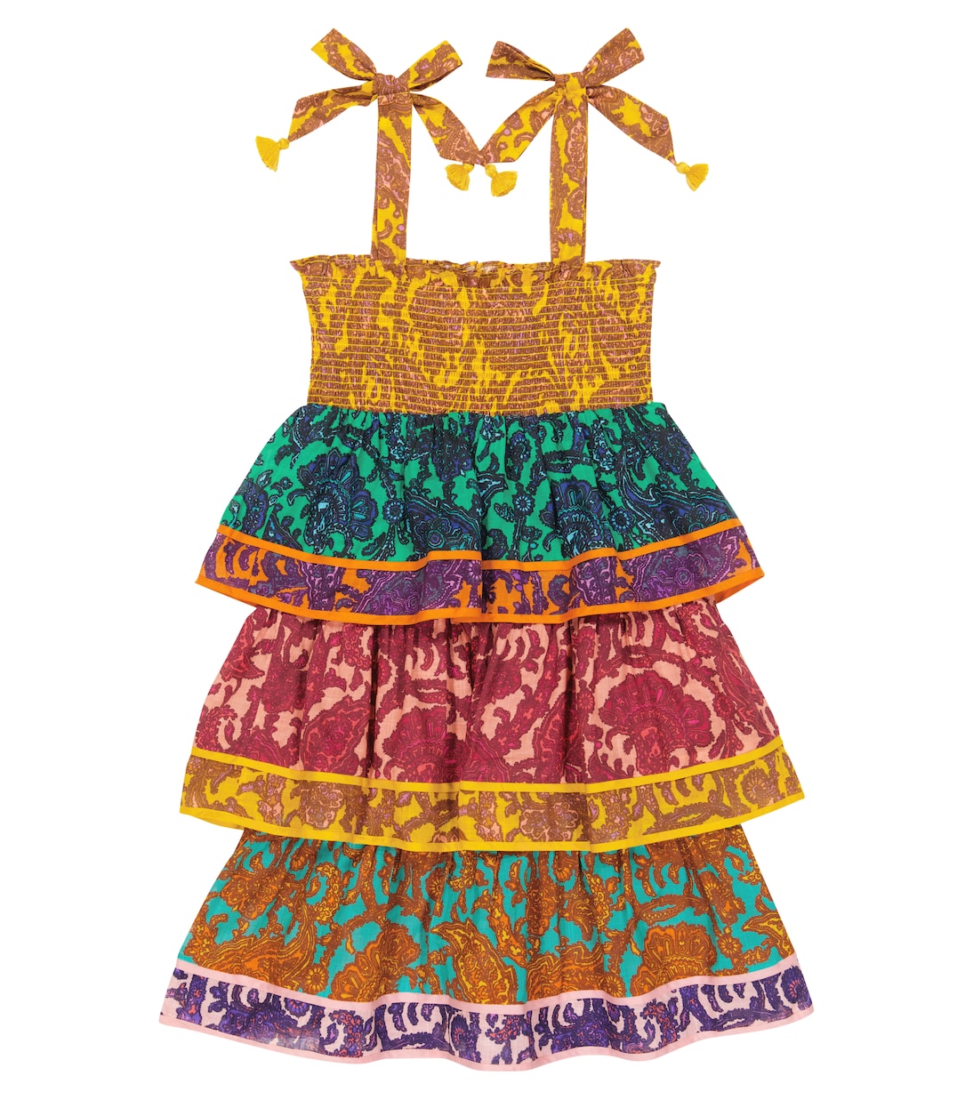 Abito Tiggy in cotone paisley a balze | Zimmermann Kids