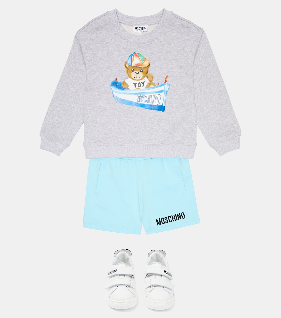 Shorts en mezcla de algodón con logo | Moschino Kids