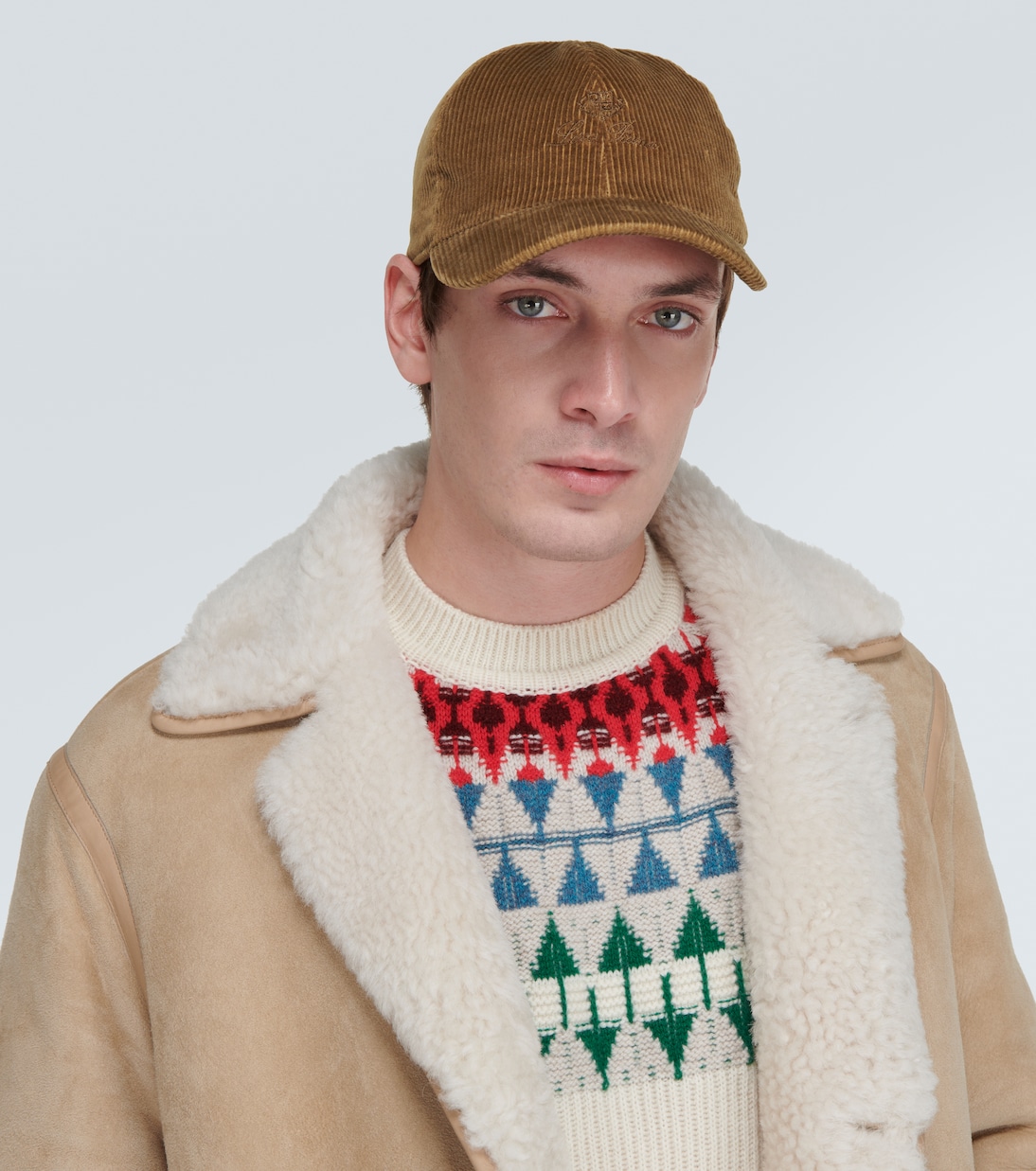 Corduroy baseball cap in brown Loro Piana Mytheresa