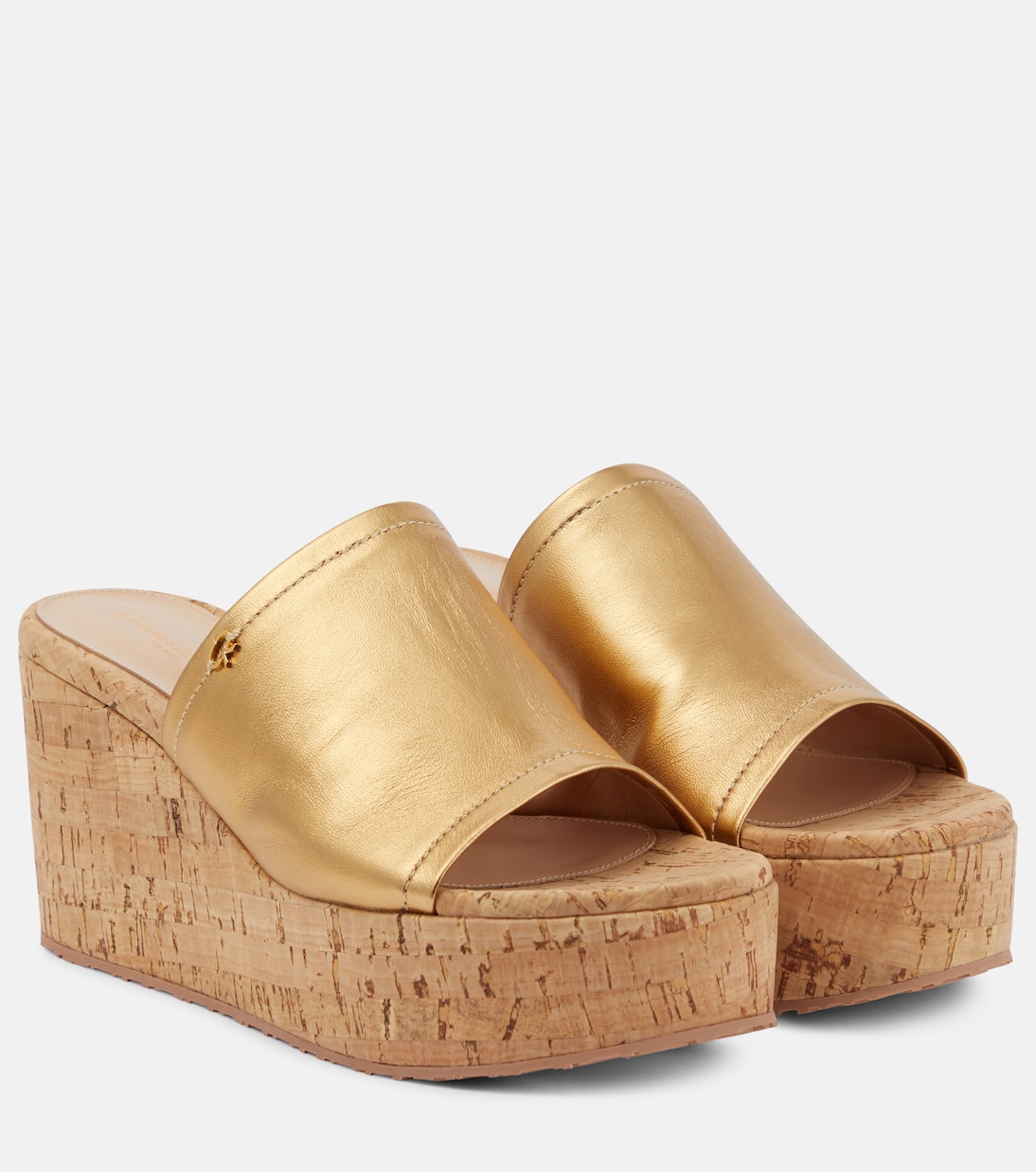 Wedge-Pantoletten aus Metallic-Leder | Gianvito Rossi