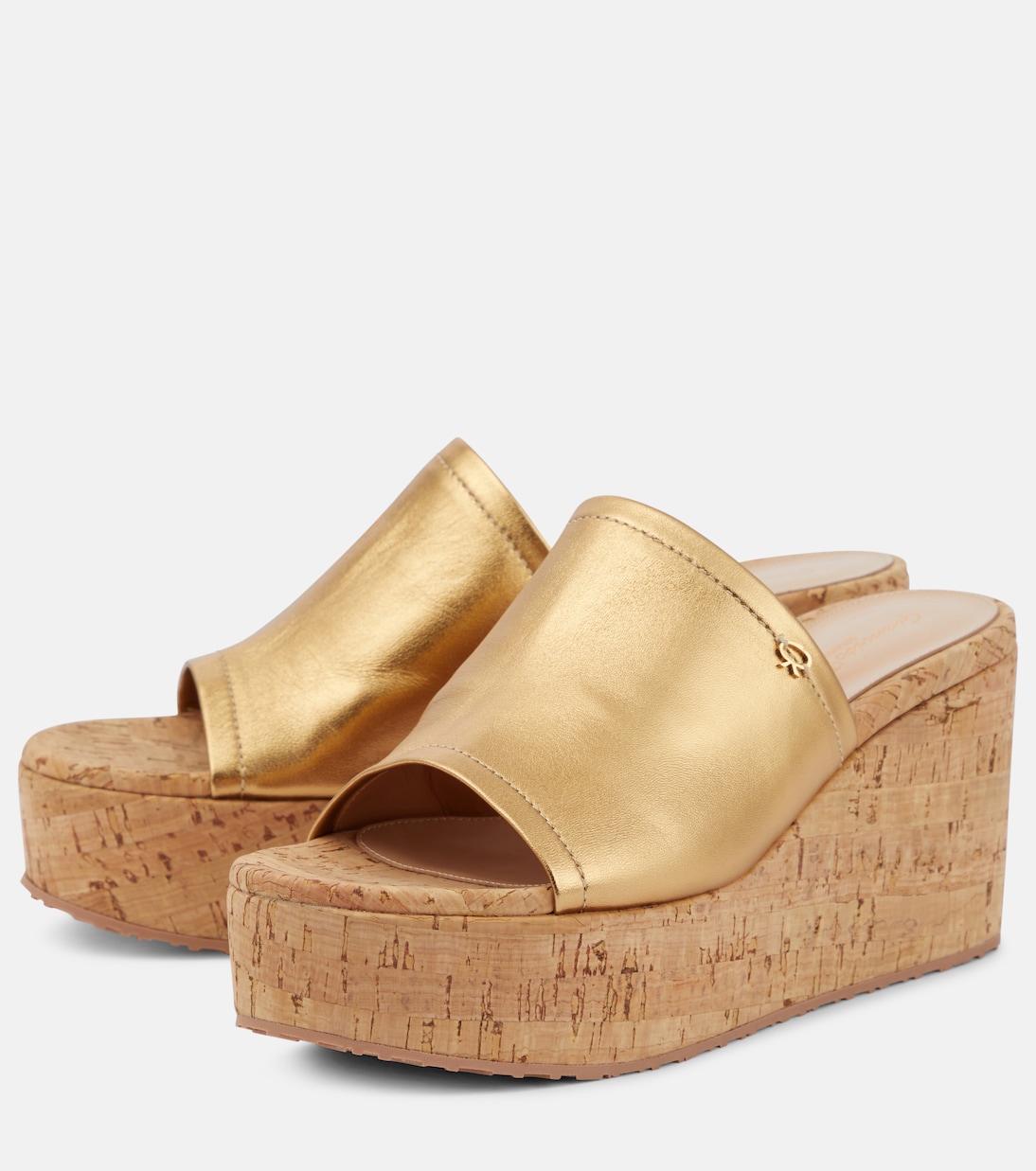 Wedge-Pantoletten aus Metallic-Leder | Gianvito Rossi