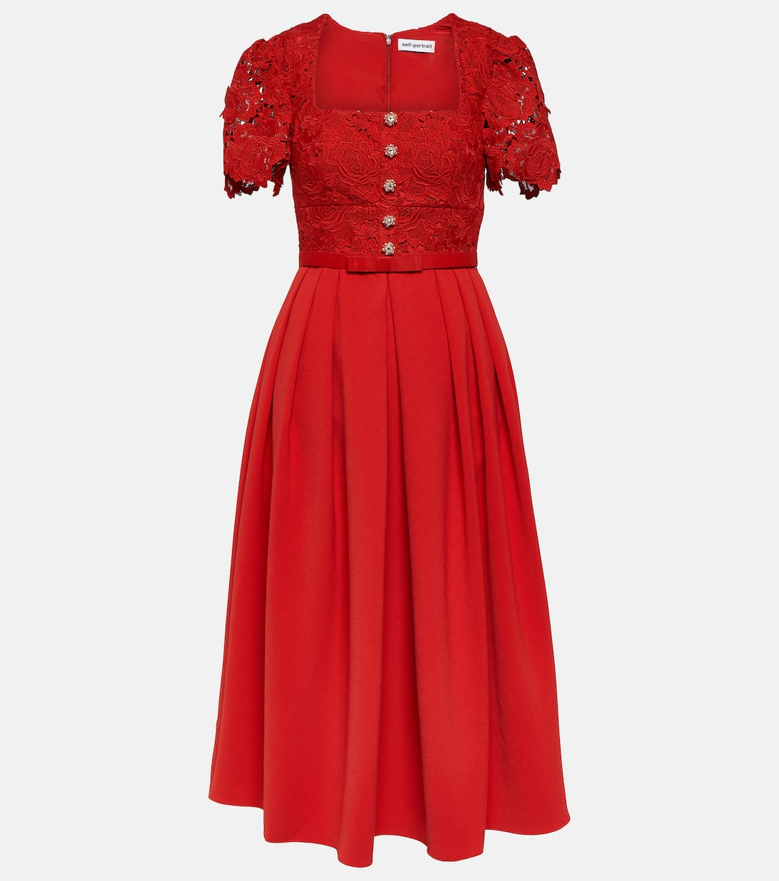 Lace crêpe midi dress | Self-Portrait