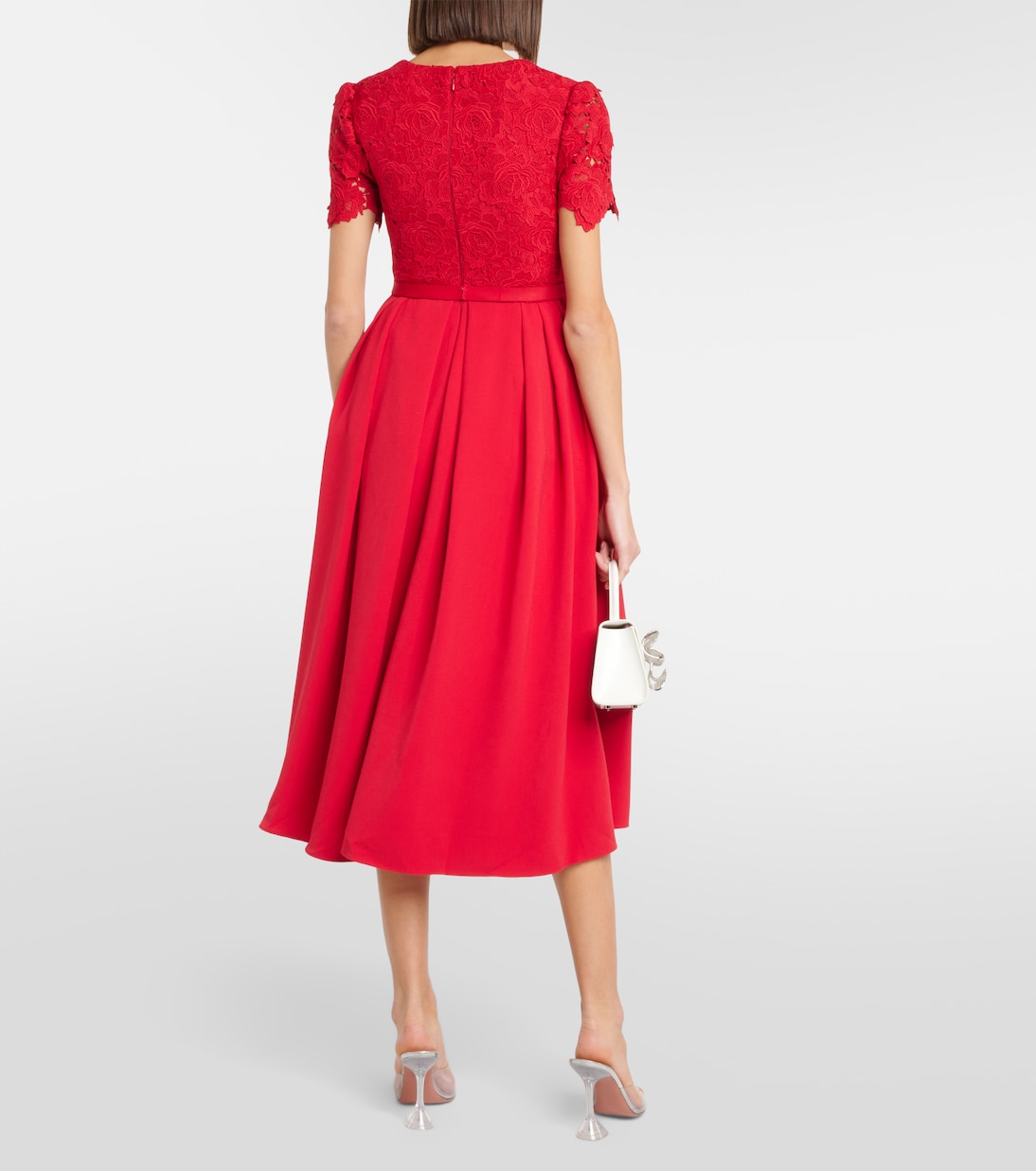 Lace crêpe midi dress | Self-Portrait