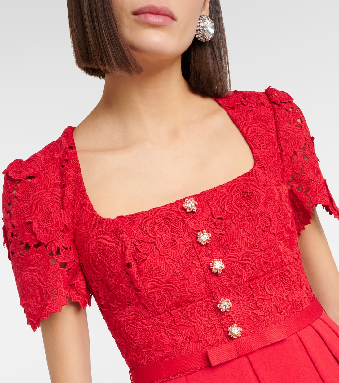 Lace crêpe midi dress | Self-Portrait
