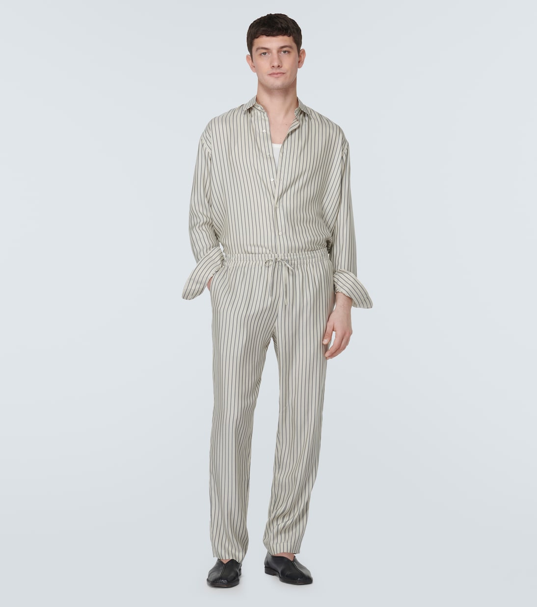Pantaloni regular in seta a righe | Le Kasha