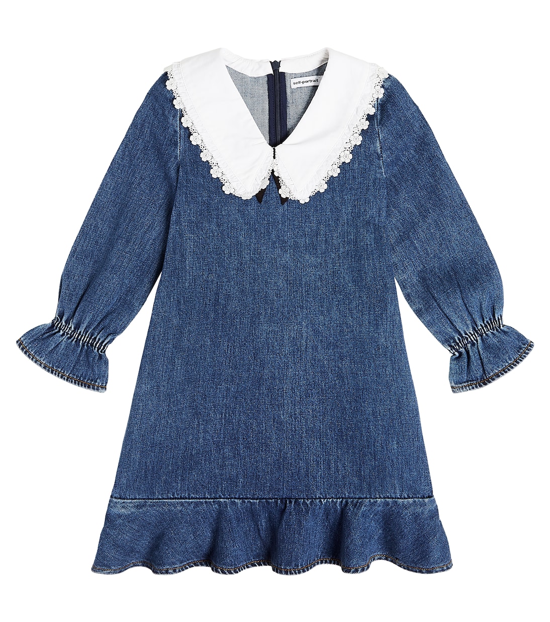 Kleid aus Denim mit Spitze | Self-Portrait Kids