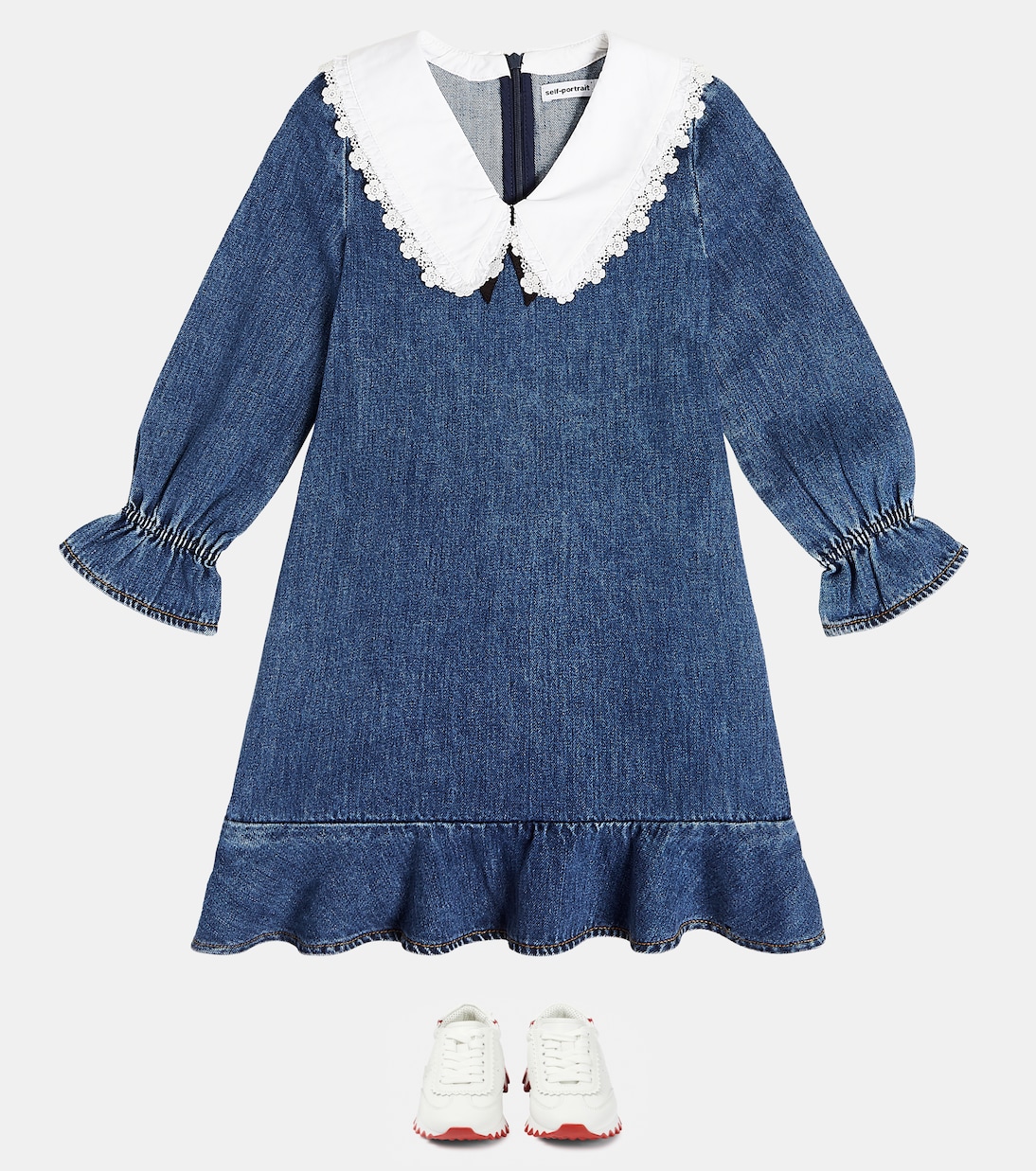 Kleid aus Denim mit Spitze | Self-Portrait Kids