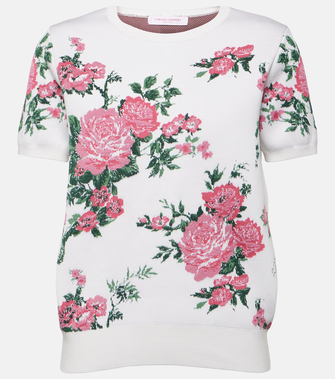 Top in misto seta con stampa floreale | Carolina Herrera