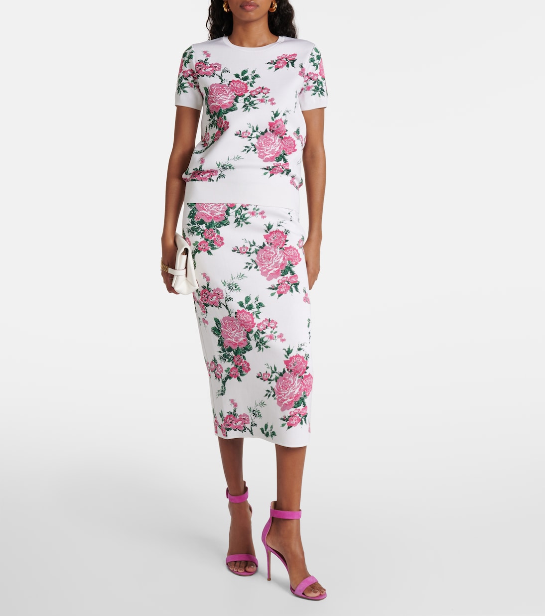 Top in misto seta con stampa floreale | Carolina Herrera