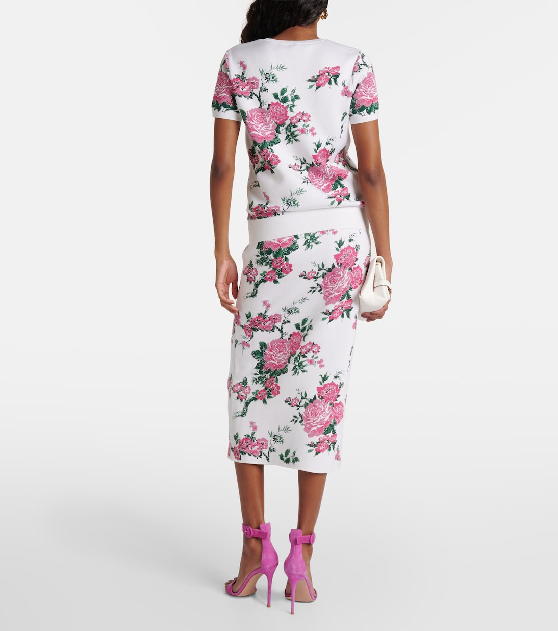 Top in misto seta con stampa floreale | Carolina Herrera