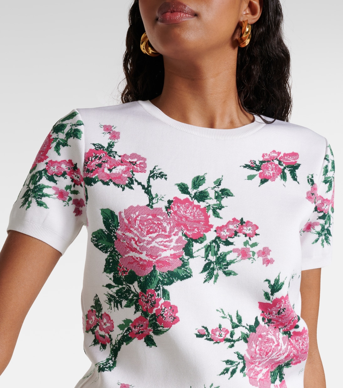 Top in misto seta con stampa floreale | Carolina Herrera